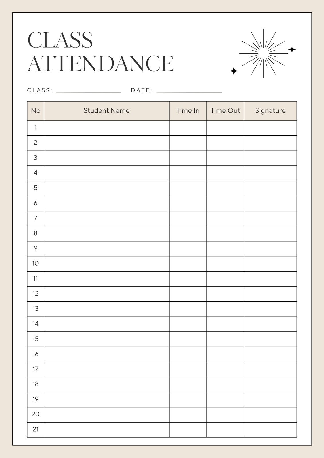 Free Printable Attendance Sheet Templates Word Excel PDF