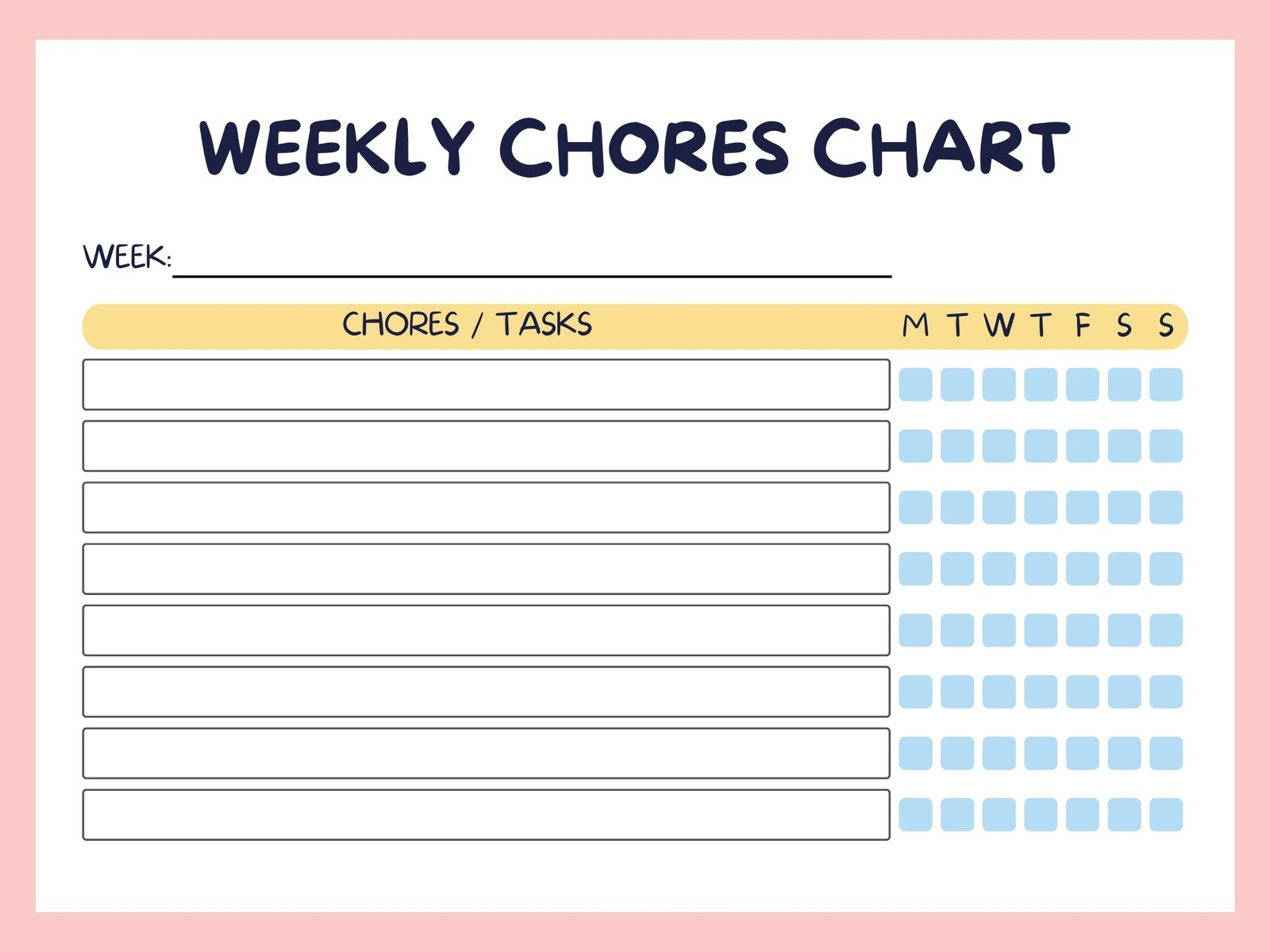 Free And Customizable Chore Templates