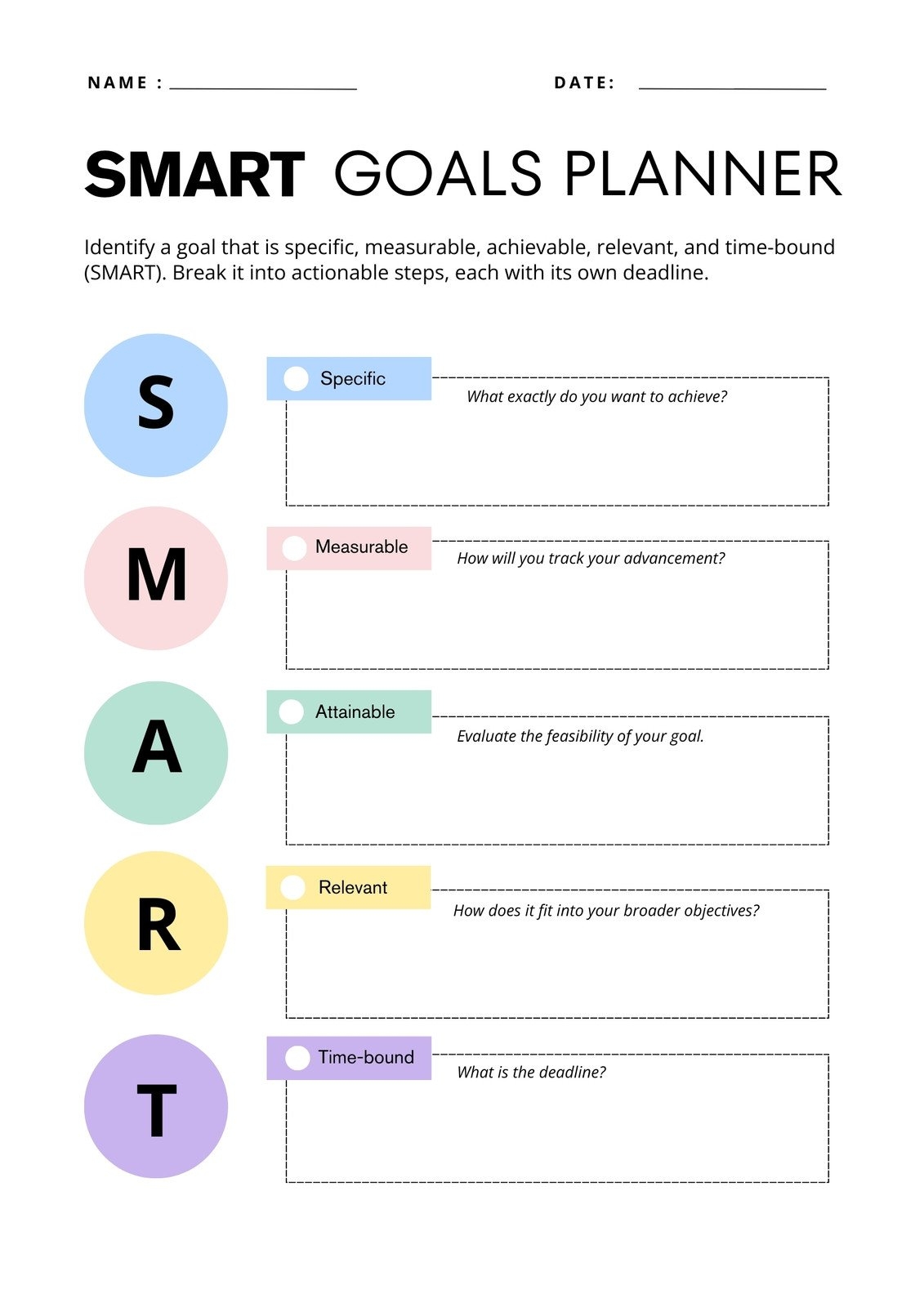Free Goal Setting And Tracking Templates