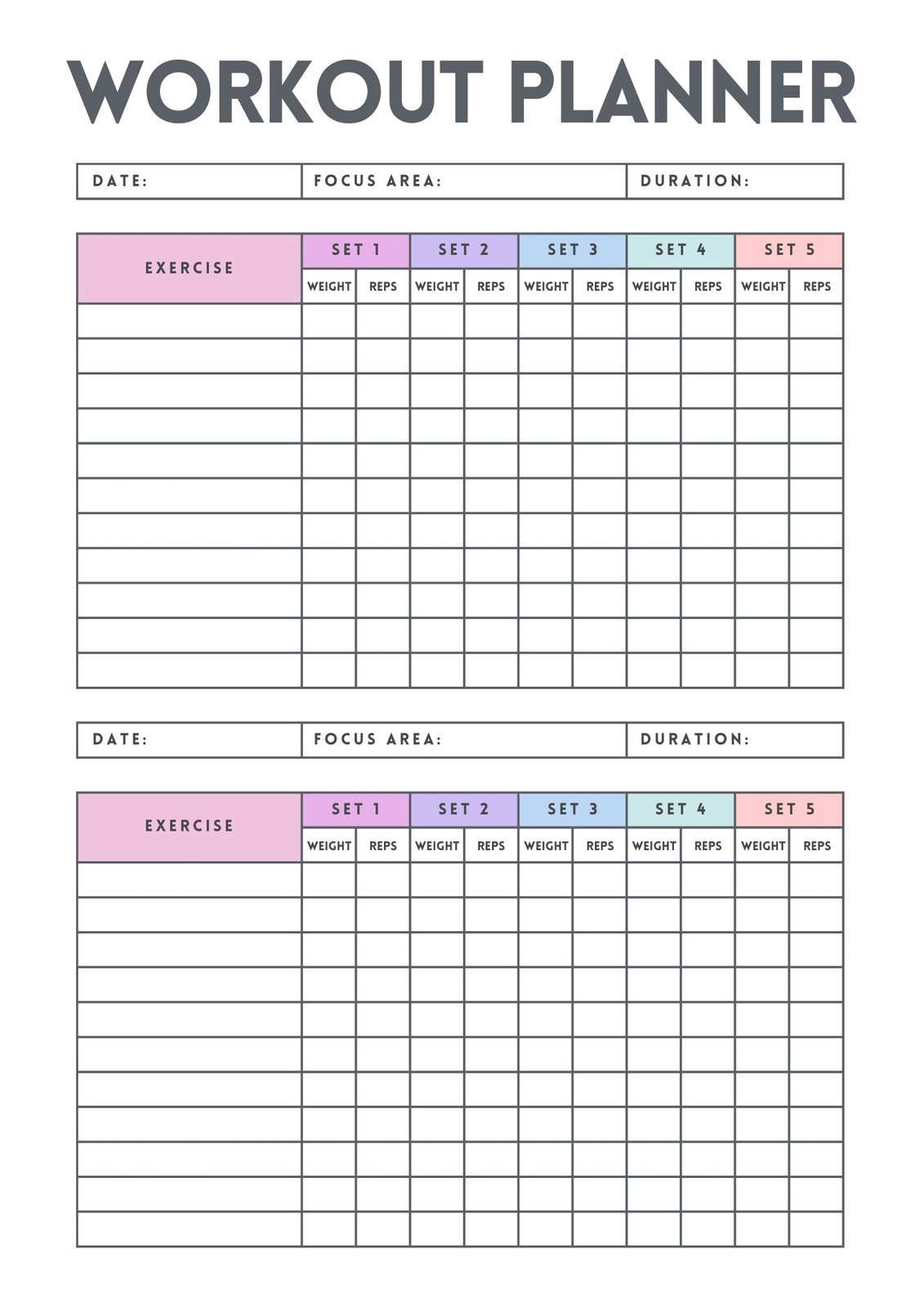 46 Printable Exercise Charts 100 Free TemplateLab