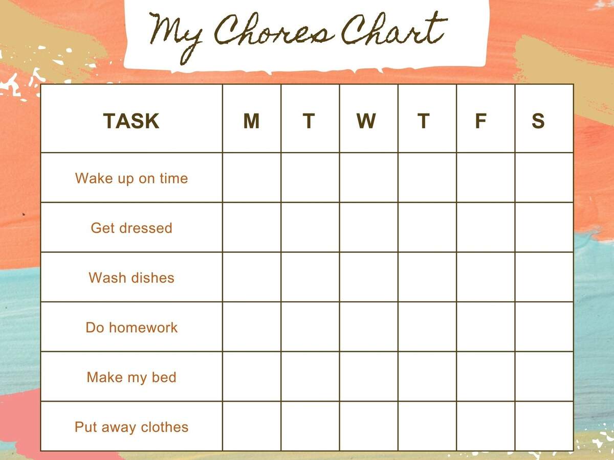 Free And Customizable Chore Templates