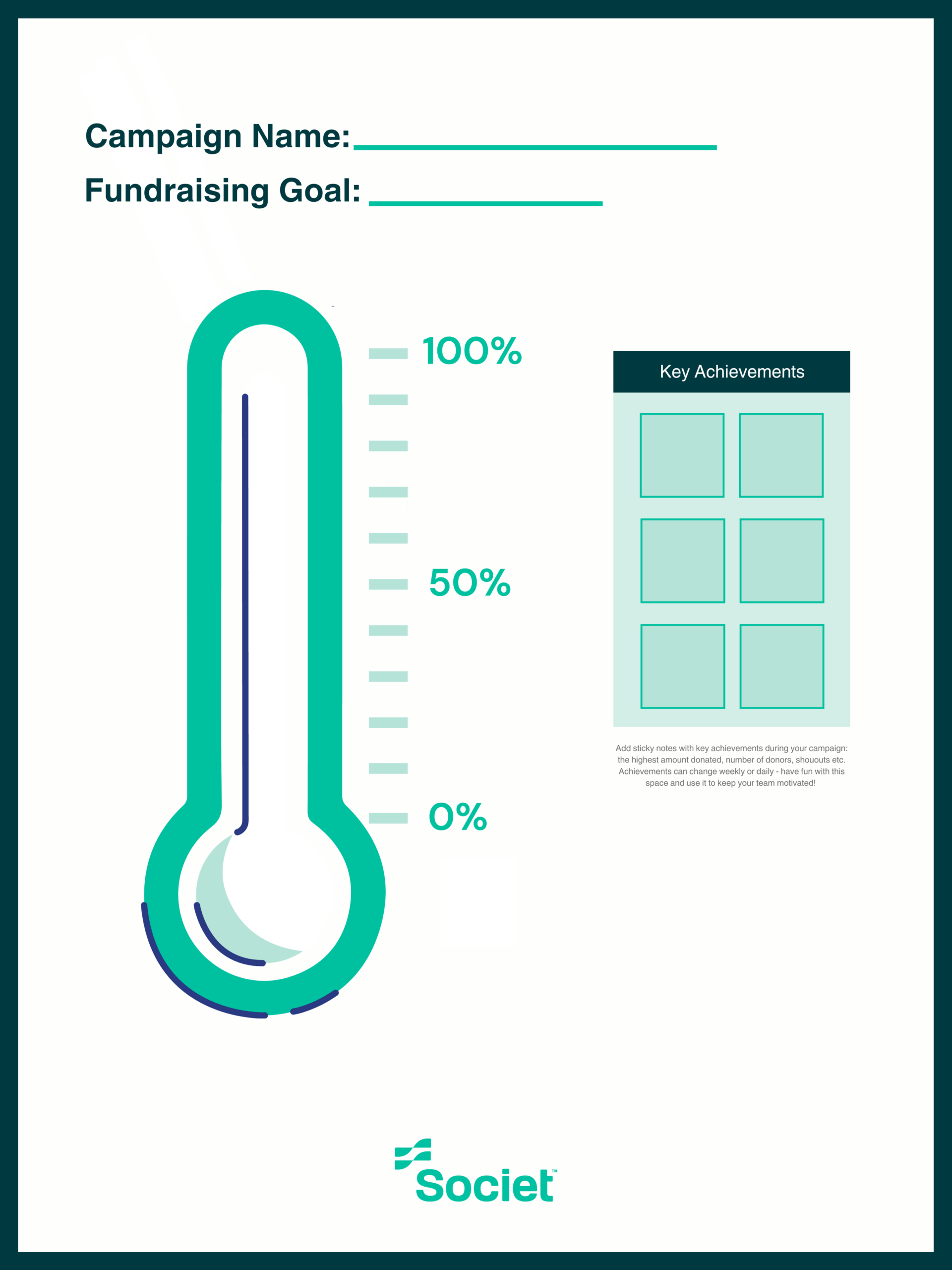 Thermometer Goal Tracker Goal Setting Thermometer Fundraising Thermometer Poster Printable Goal Tracker Etsy