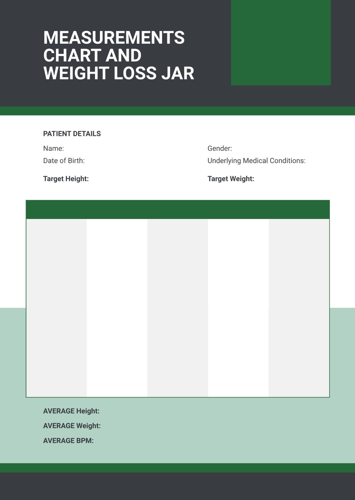 Free Measurements Chart Weight Loss Jar Template To Edit Online