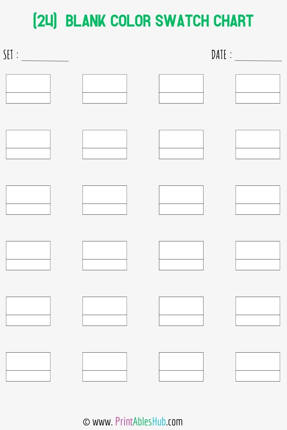 Blank Color Swatch Chart 72 Colors Portrait Landscape A4 US DIY Color Swatch Chart Color Swatch Tracker Instant Download Etsy