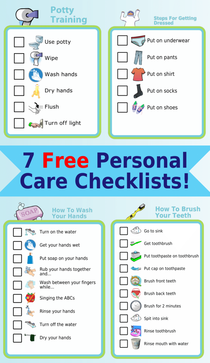 Free Printable 7 Personal Care Checklists With Pictures For Kids
