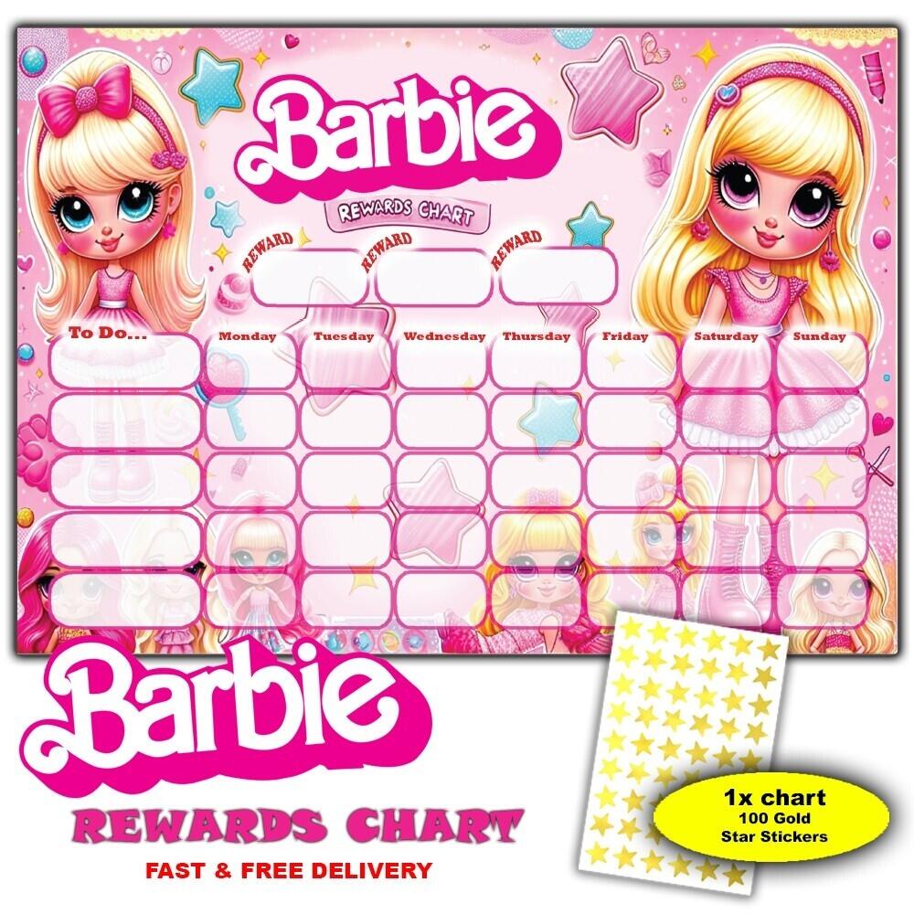 Personalised Barbie Reward Chart Adding Photo Option Available