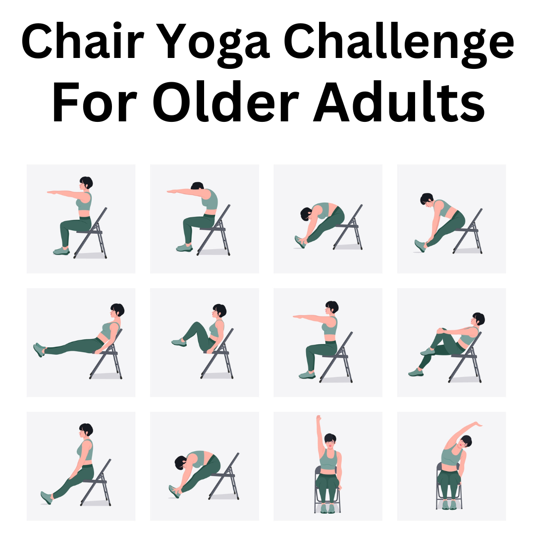 Free Printable Chair Exercises Chair Yoga Pose Poster Yoga Chart Yoga Chair Exercise Chart Prints