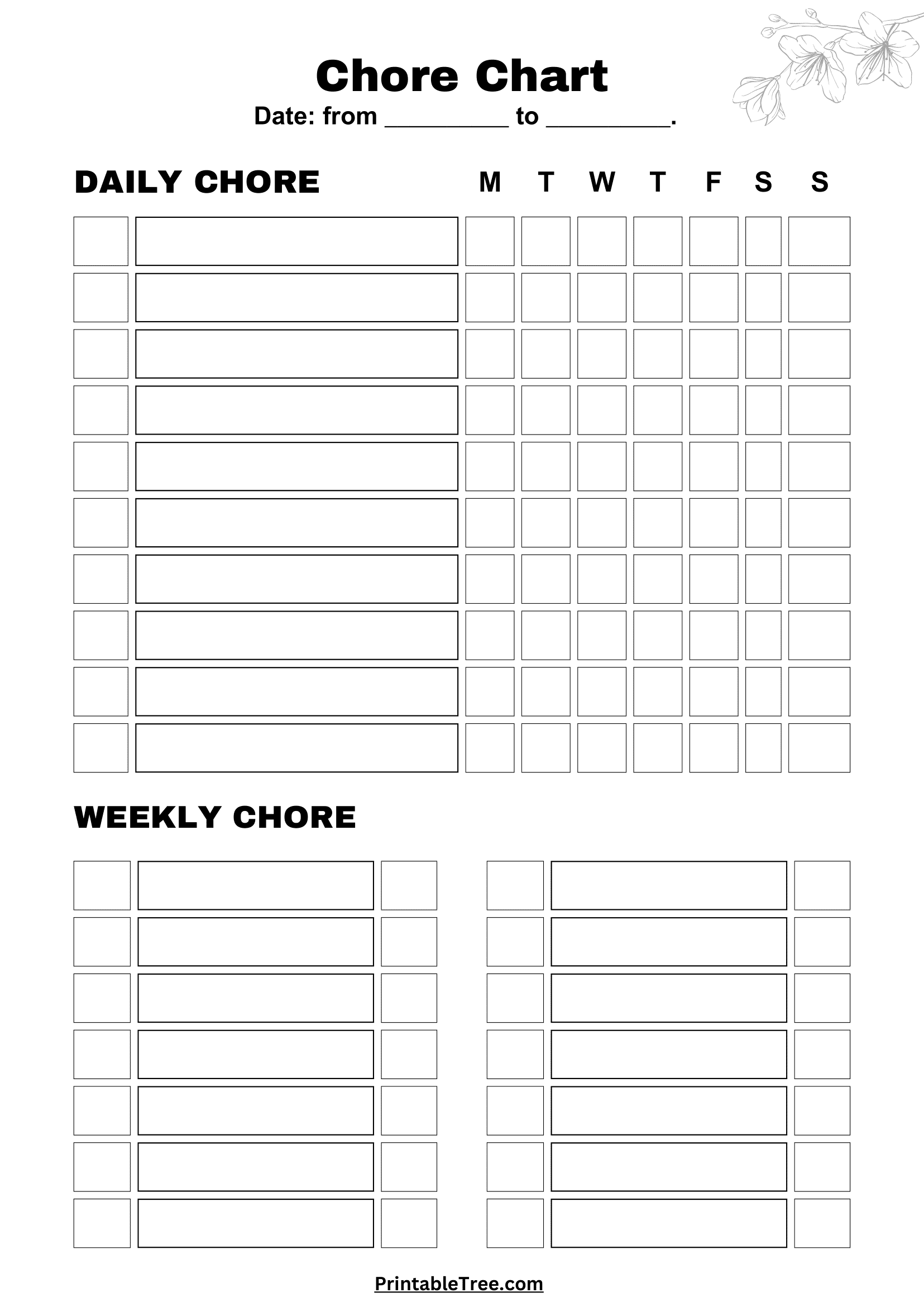 Free Printable Chore Chart PDF Template For Kids Charts And Graphs Templates 10 Free PDF Printables Printablee