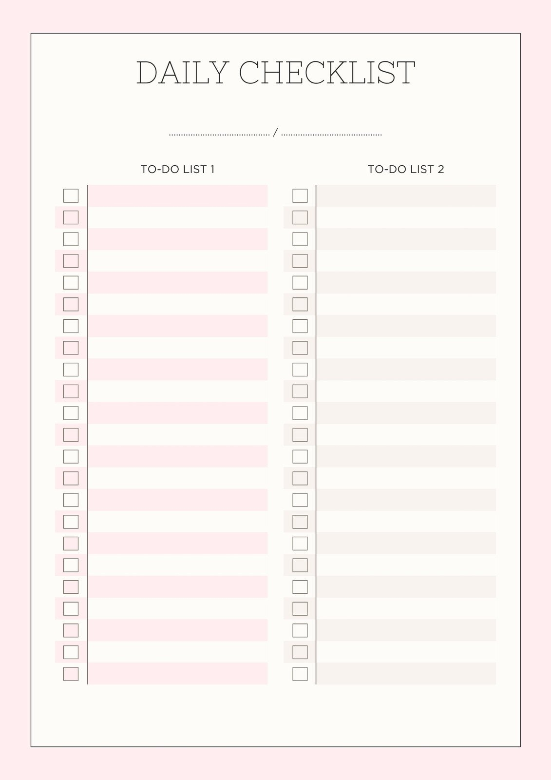 Free Printable Editable Daily Checklist Templates Canva Daily Task List Priority Tracker Instant Download Live Minimal