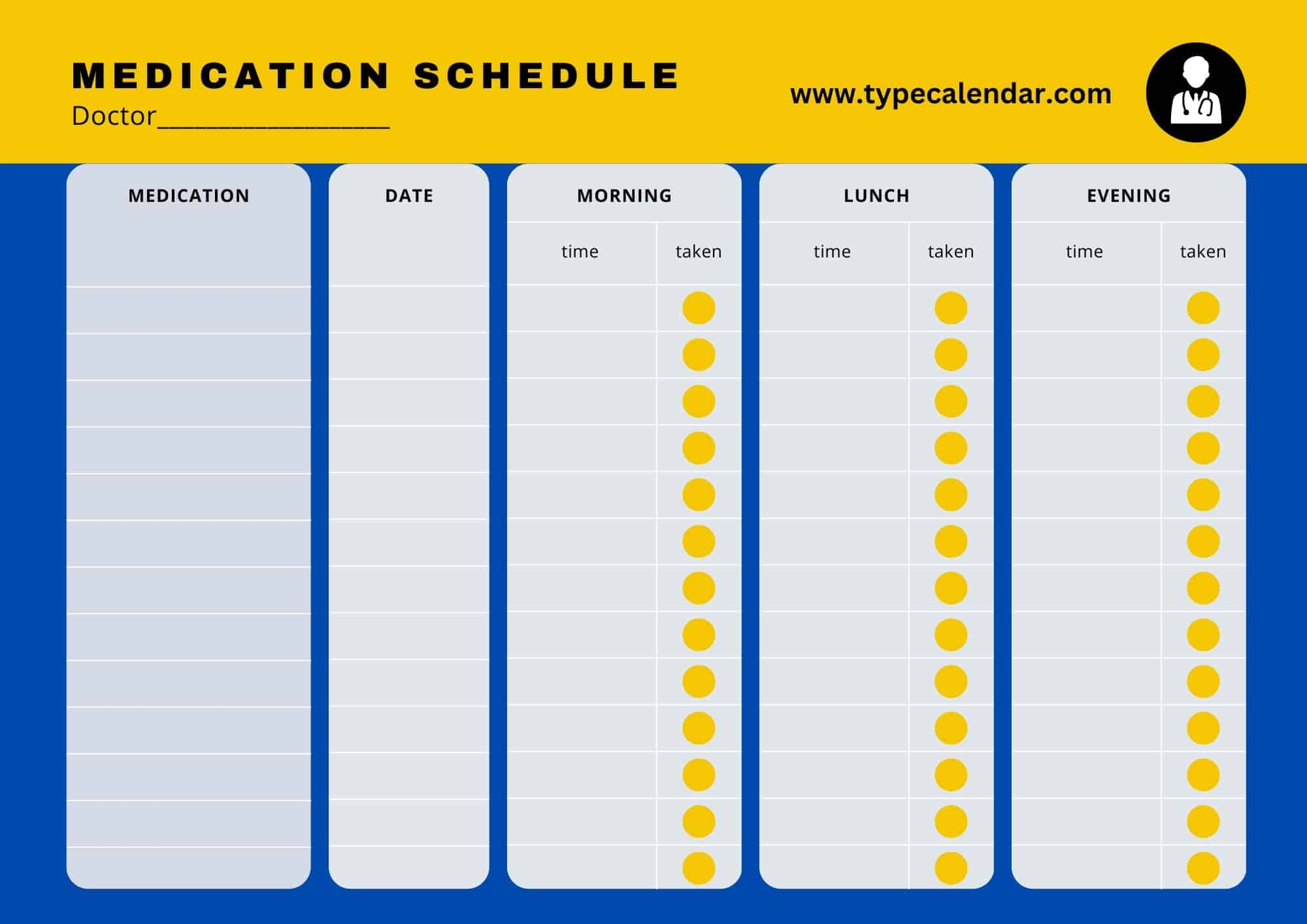 40 Great Medication Schedule Templates Medication Calendars