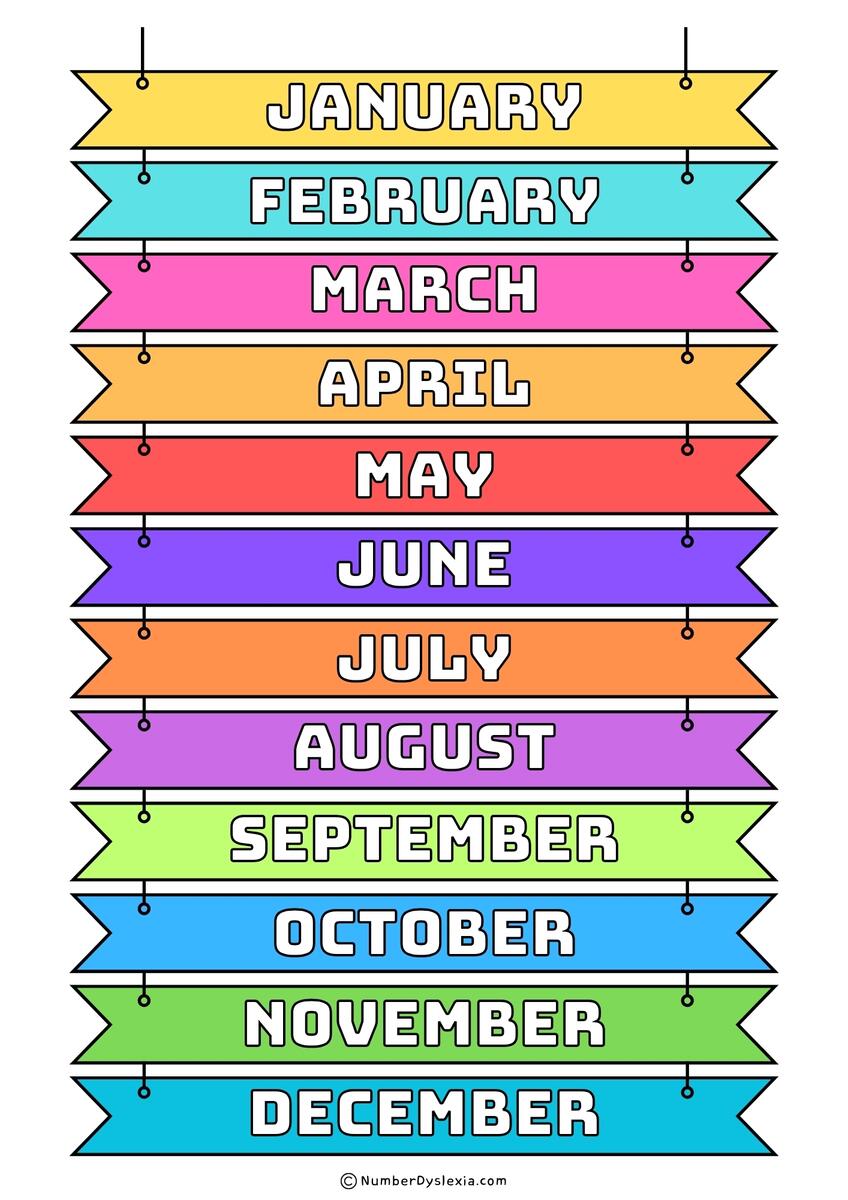 Free Printable Months Of The Year Charts PDF Number Dyslexia Free Printable Months Of The Year Charts PDF Number Dyslexia