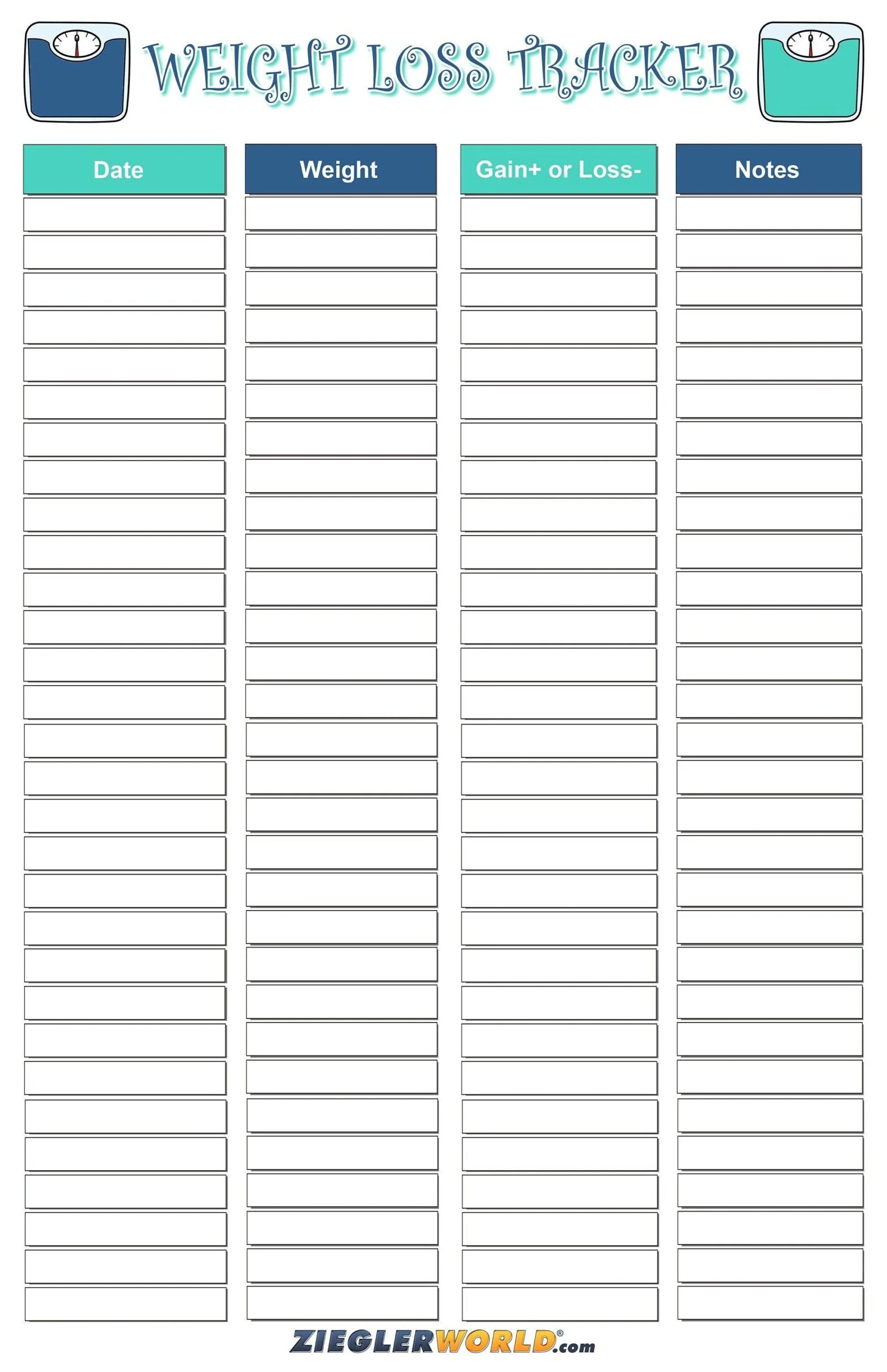 Free Printable Weight Tracker Printable Party Favors