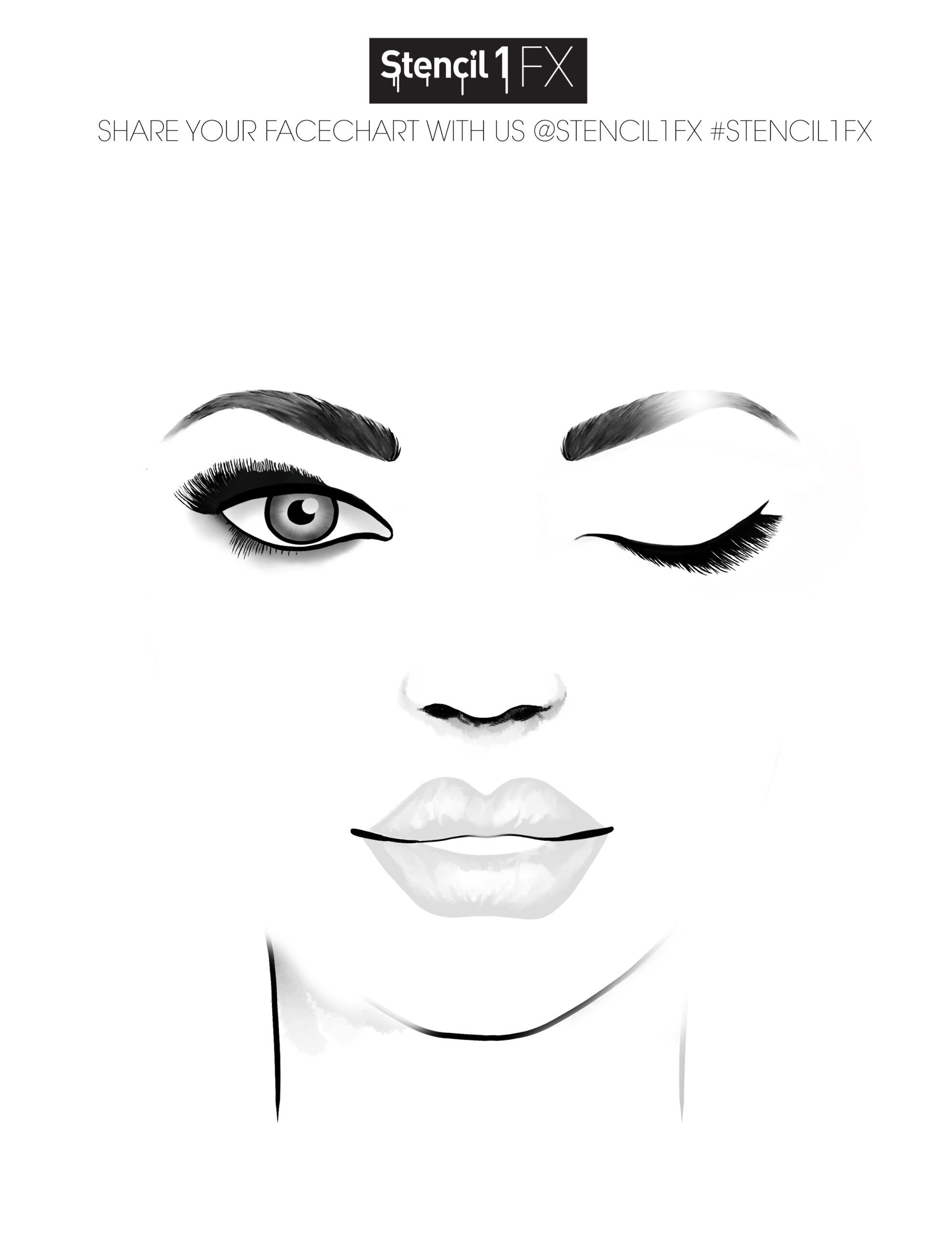 Realistic Makeup Face Chart In Illustrator PDF Download Template