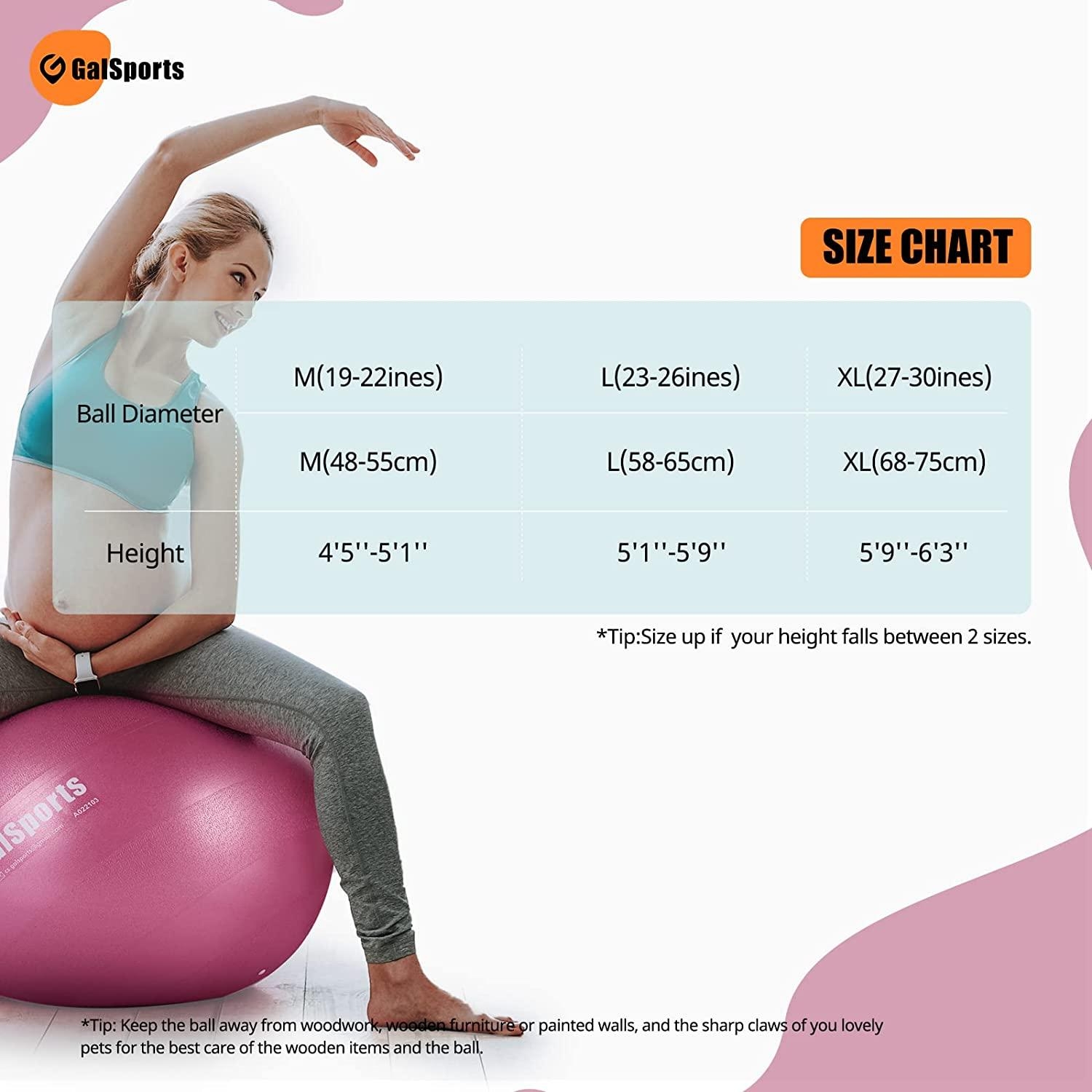 GalSports Pregnancy Ball Birthing Ball For Workout Yoga Stability Maternity Physio Recovery Plan Labor Exercise Ball With Quick Pump Rose Red Size L 58 65cm Buy