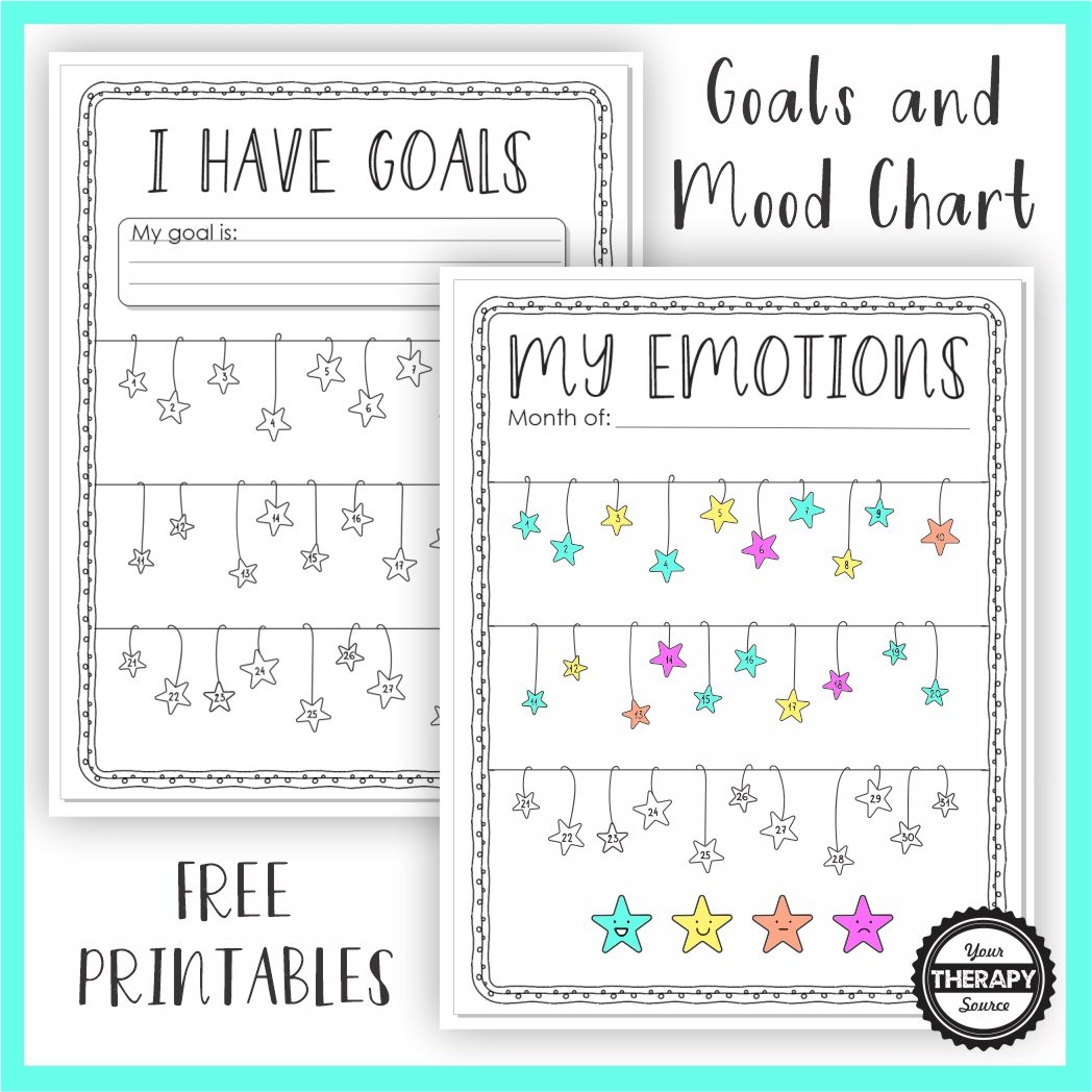 Goal Setting And Mood Chart For Kids FREE Your Therapy Source Kindergarten Goals Sheet Common Core Kindergarten Goal Setting Activity Printable PDF Etsy