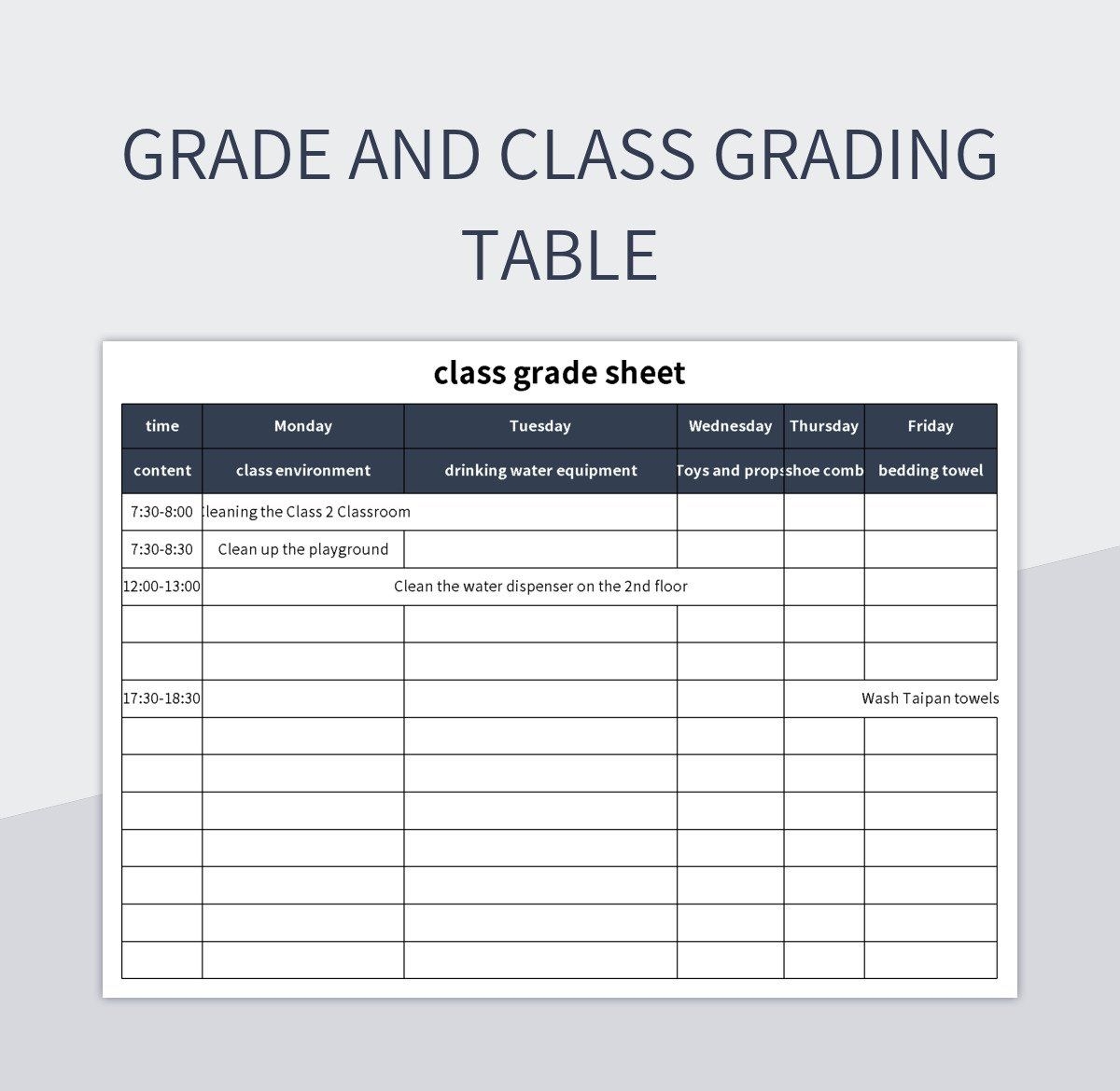 Grade And Class Grading Table Excel Template And Google Sheets File For Free Download Slidesdocs