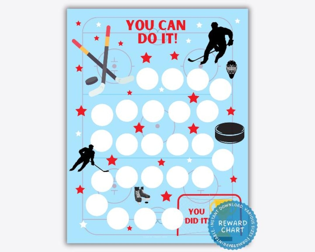 Hockey Reward Chart Kids Goal Setting Behavior Tracker digital Download Etsy