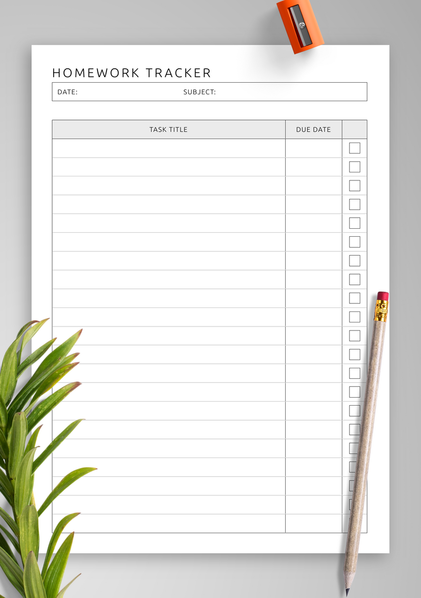 Homework Tracker With Checklist Template Stay On Top Of Tasks