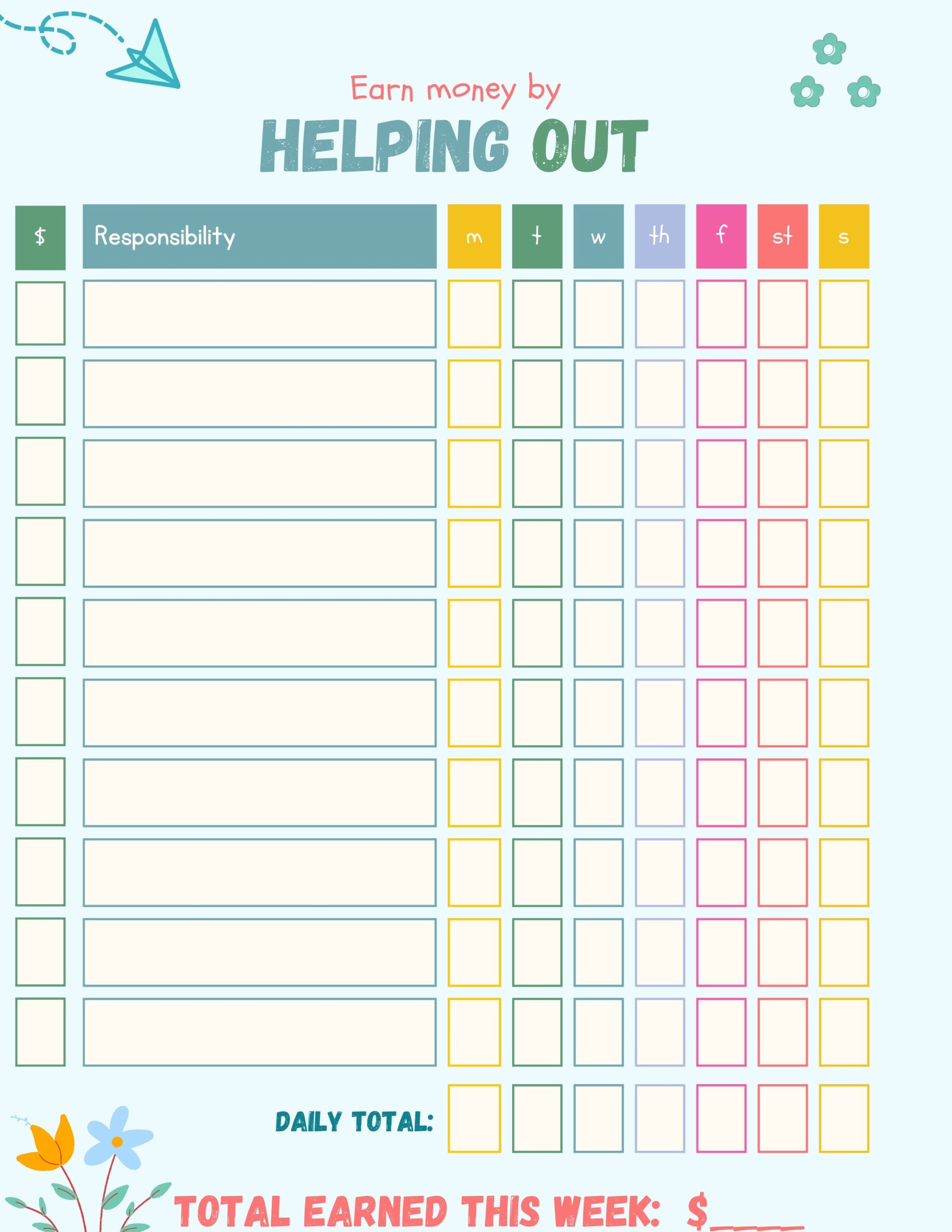 Kids Earn Money By Helping Out With Chores Etsy