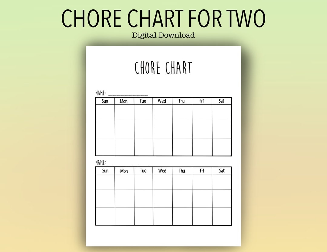 Kids Printable Chore Chart For Two Daily Chores Blank Reward Chart Etsy Finland Kids Printable Chore Chart For Two Daily Chores Blank Reward Chart Etsy Finland