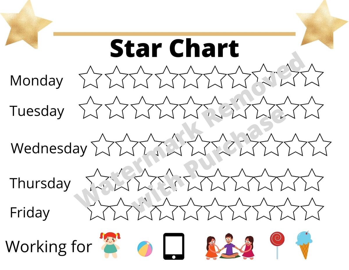 Kids Star Chart For School Home Or Homeschool Keep Your Kids On Track Help Them Feel Confidence And Self Accomplishment Etsy 22 Printable Reward Charts For Kids PDF Excel Word