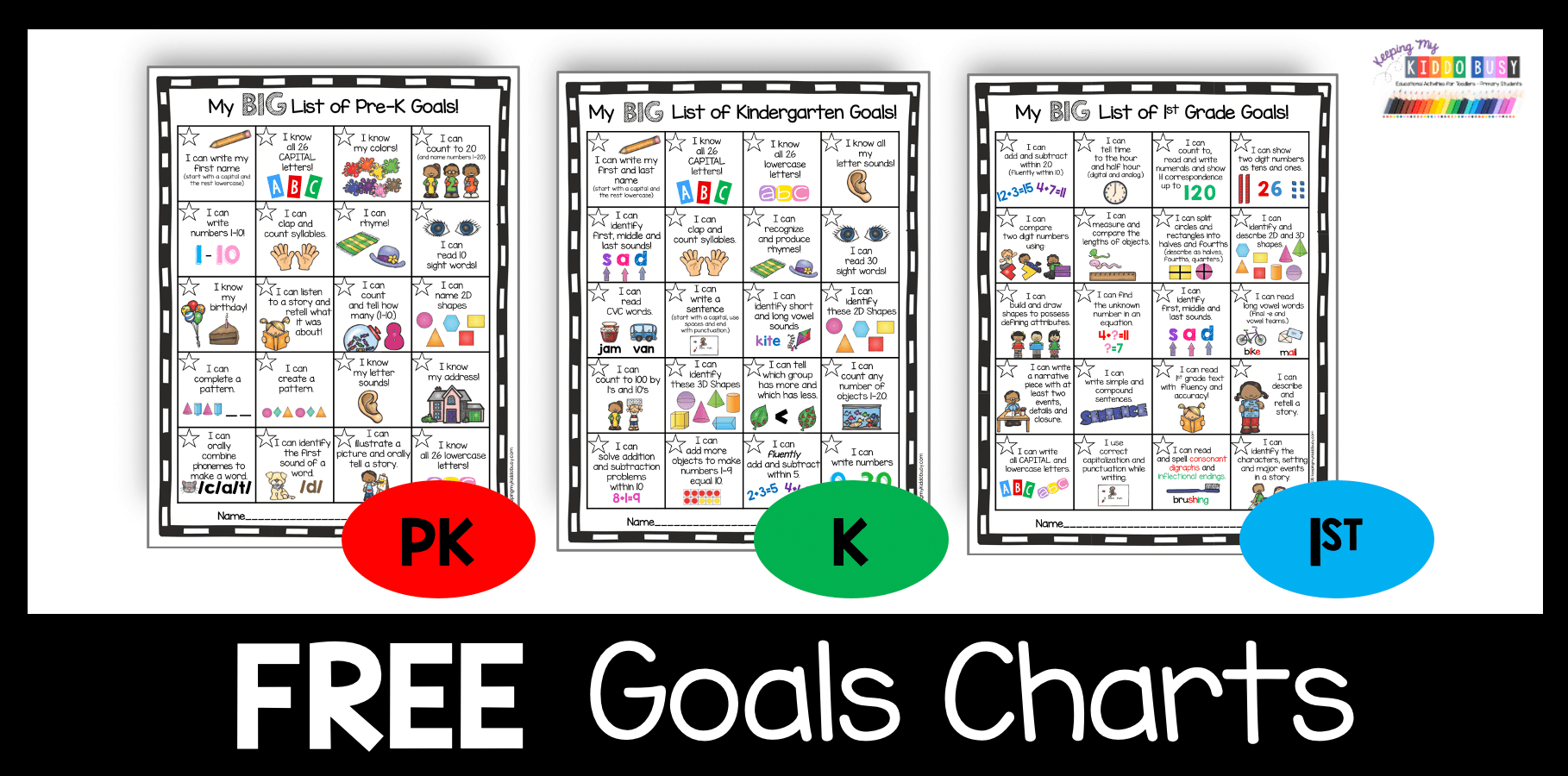 Kindergarten Goal Chart FREEBIE Keeping My Kiddo Busy Kindergarten Goal Chart FREEBIE Keeping My Kiddo Busy