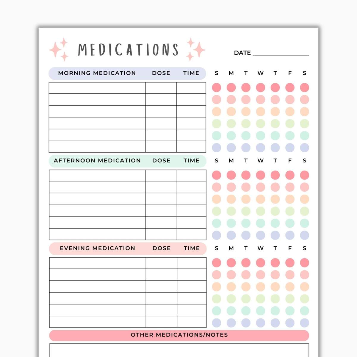 Medication Log Printable Medication Tracker Medication Chart Daily Medication Log Report Schedule Medication List Template Planner PDF Etsy