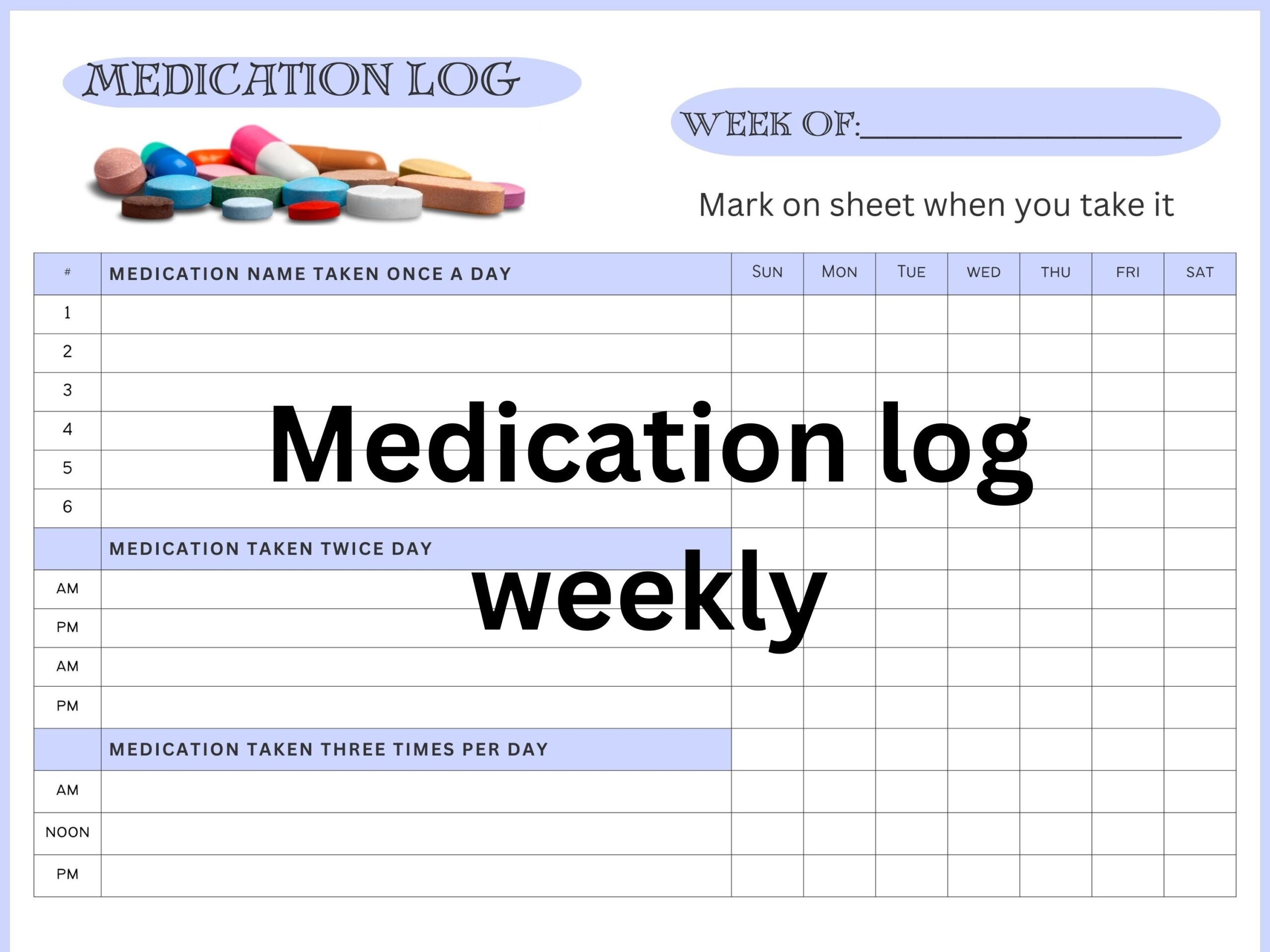 Medication Tracker Medication Log Printable Medication Chart Medication Reminder Track Medication With Ease Track Meds Meds Tracker Etsy