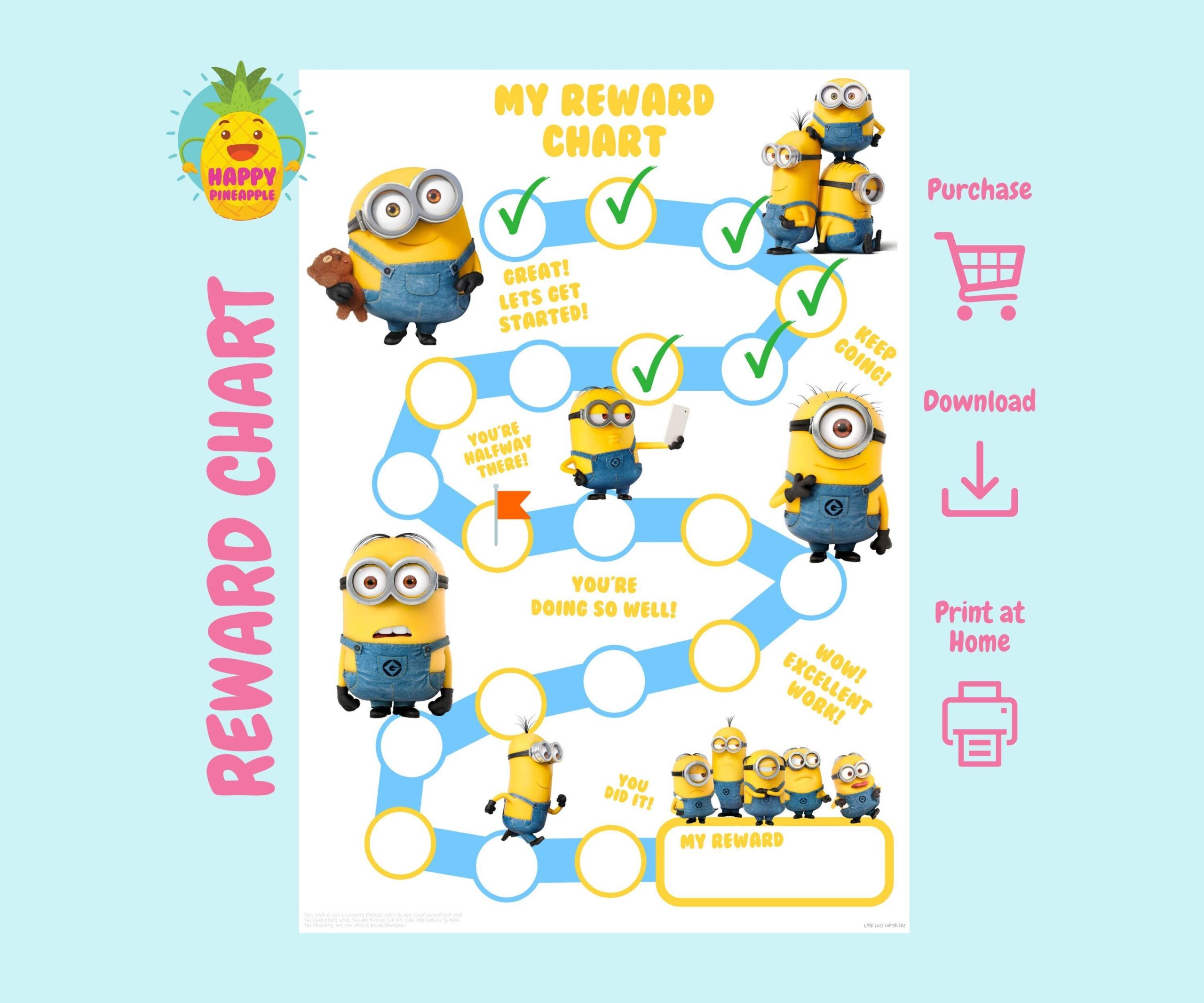 Minions Reward Chart For Kids Behavior Chore Chart Digital Download Etsy