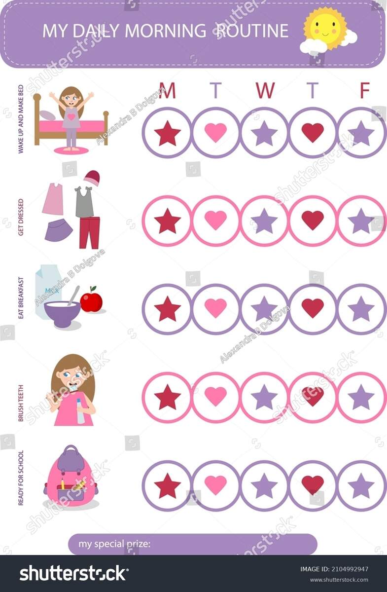 Morning Routine Girl Kids Daily Routine Stock Vector Royalty Free 2104992947 Shutterstock