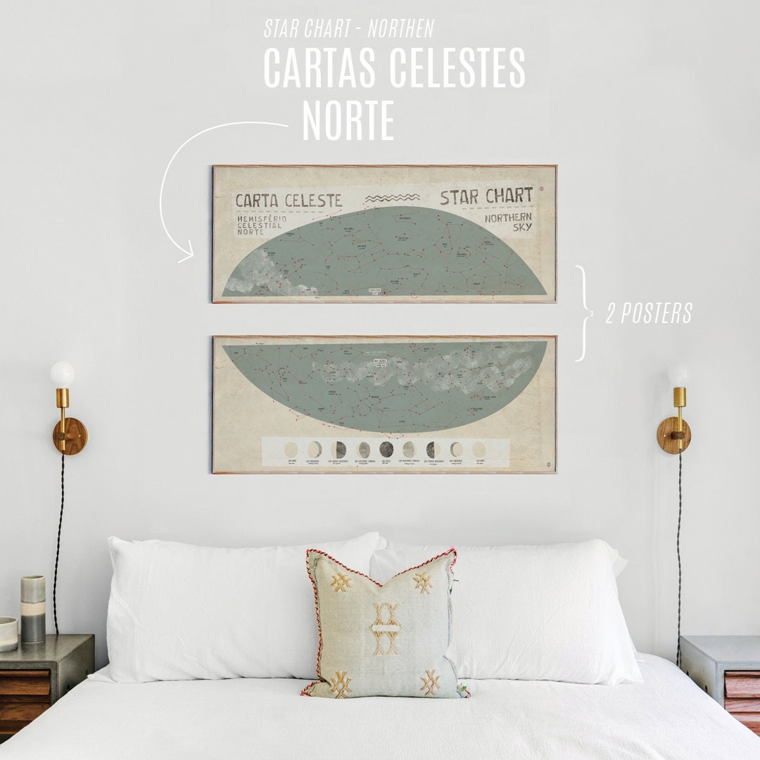 Original STAR CHART Mapa Celeste STARS Estrelas Art Printing Poster Illustration Print Graphic Design Art Work Home Decor Etsy