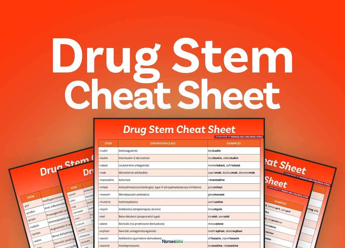 Pharmacology Cheat Sheet Generic Drug Stems Nurseslabs
