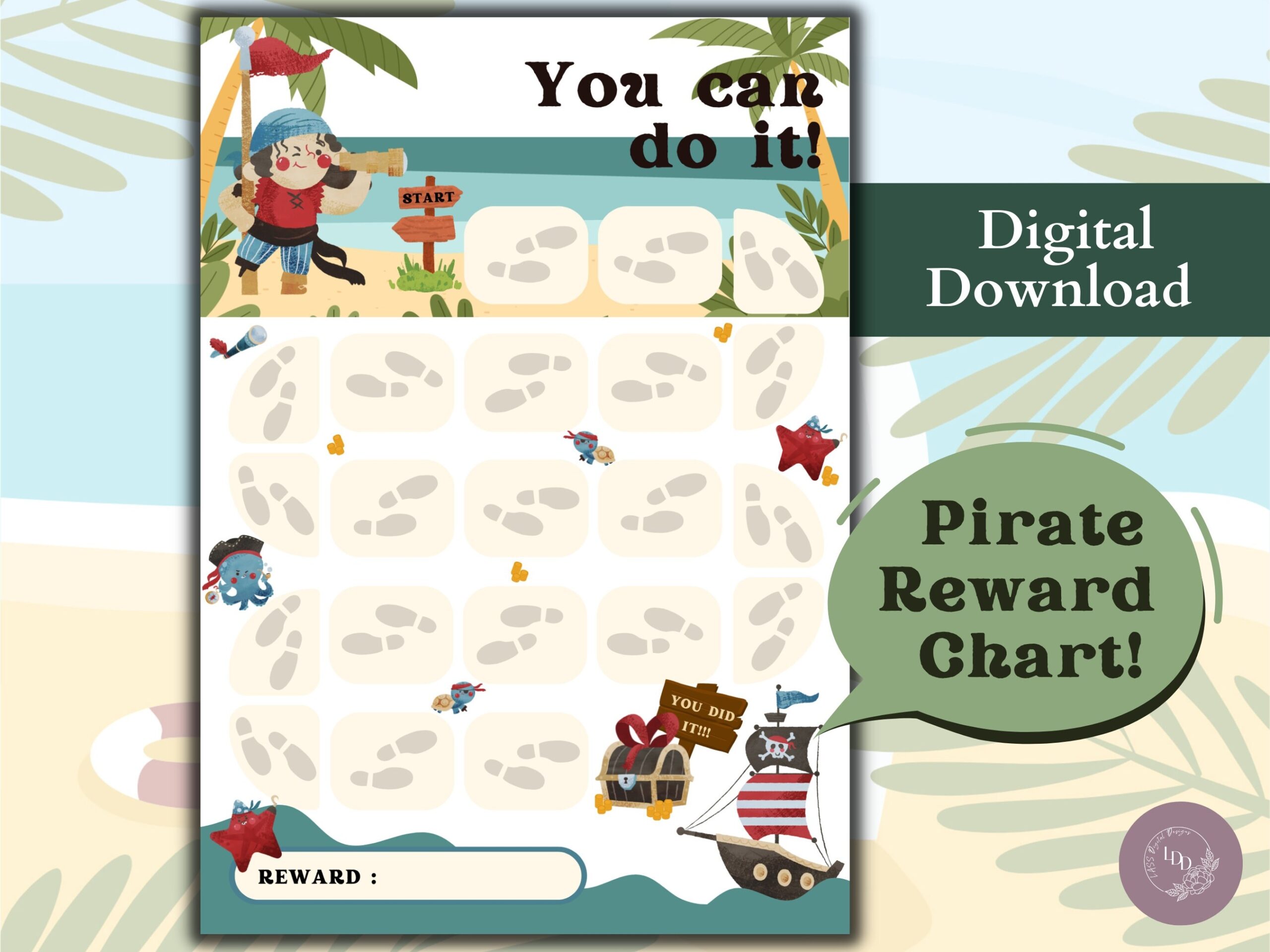 Pirate Map Reward Chart Etsy