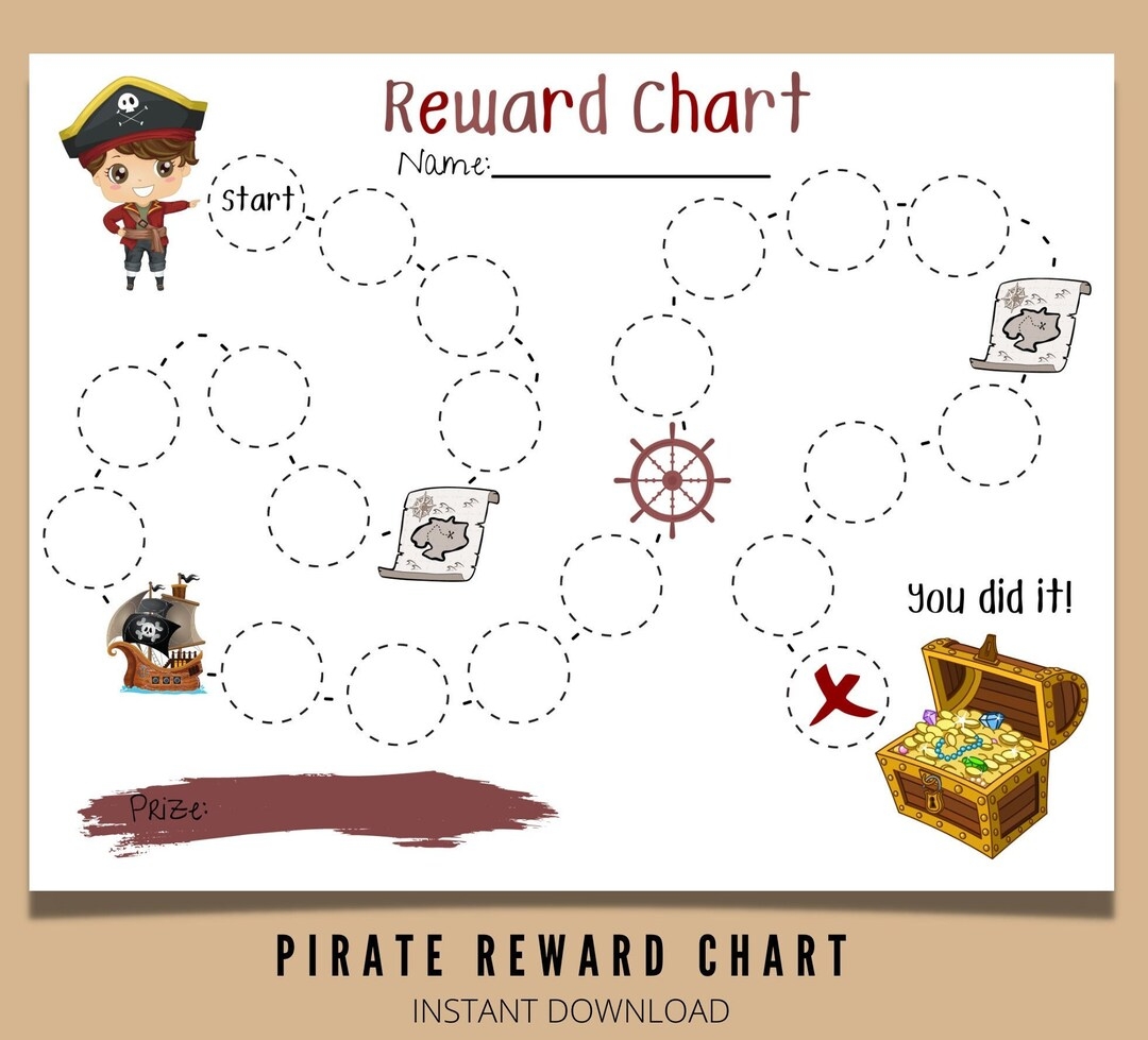 Pirate Reward Chart Printable Chore Chart For Kids Boys Daily Chore Chart Behavior Chart Pirate Sticker Chart Boys Kids Reward Chart Etsy