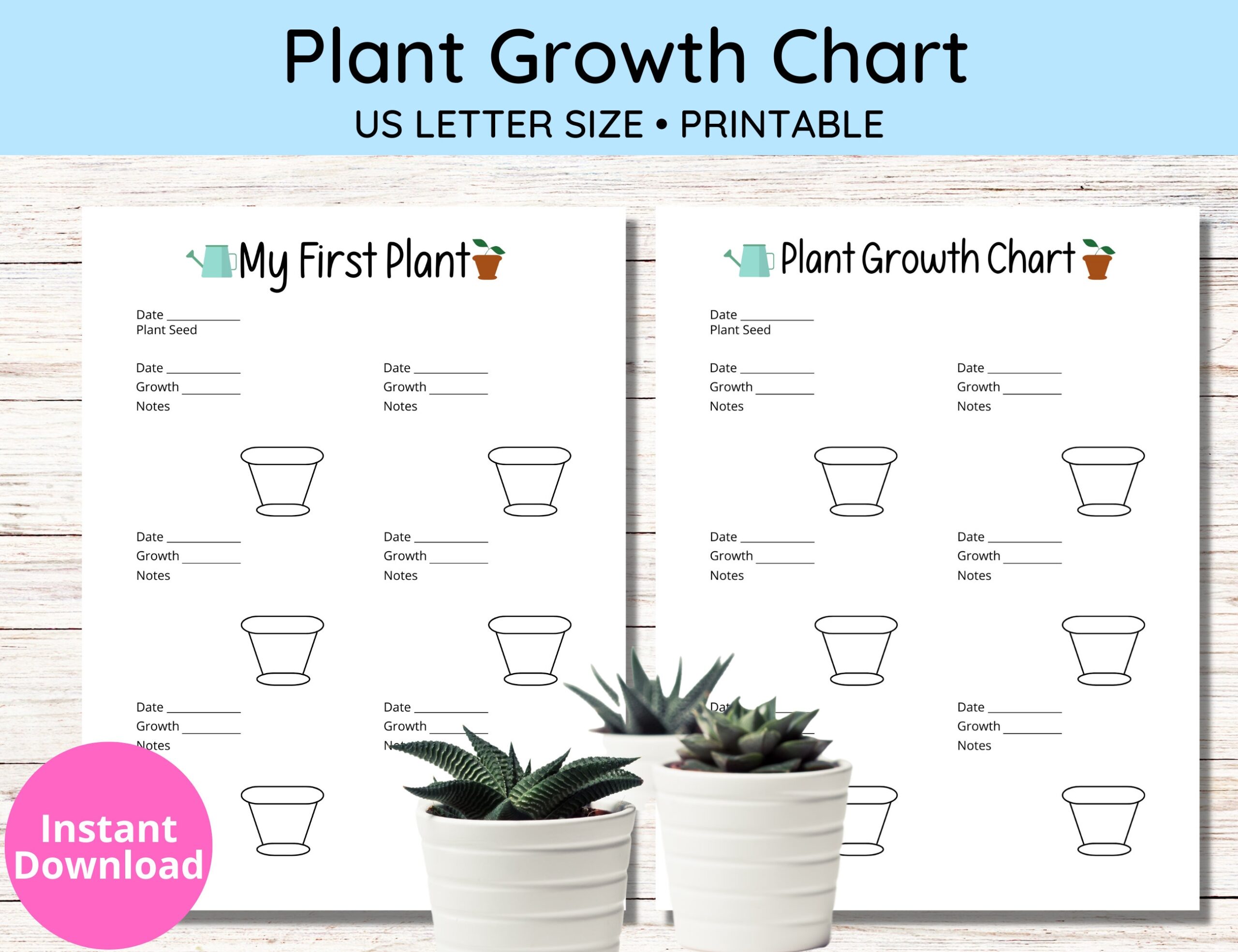 Plant Growth Chart For Kids First Plant Log US Letter PDF Etsy Hong Kong