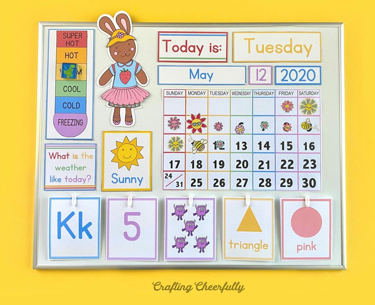 Preschool Learning Calendar Cards Crafting Cheerfully