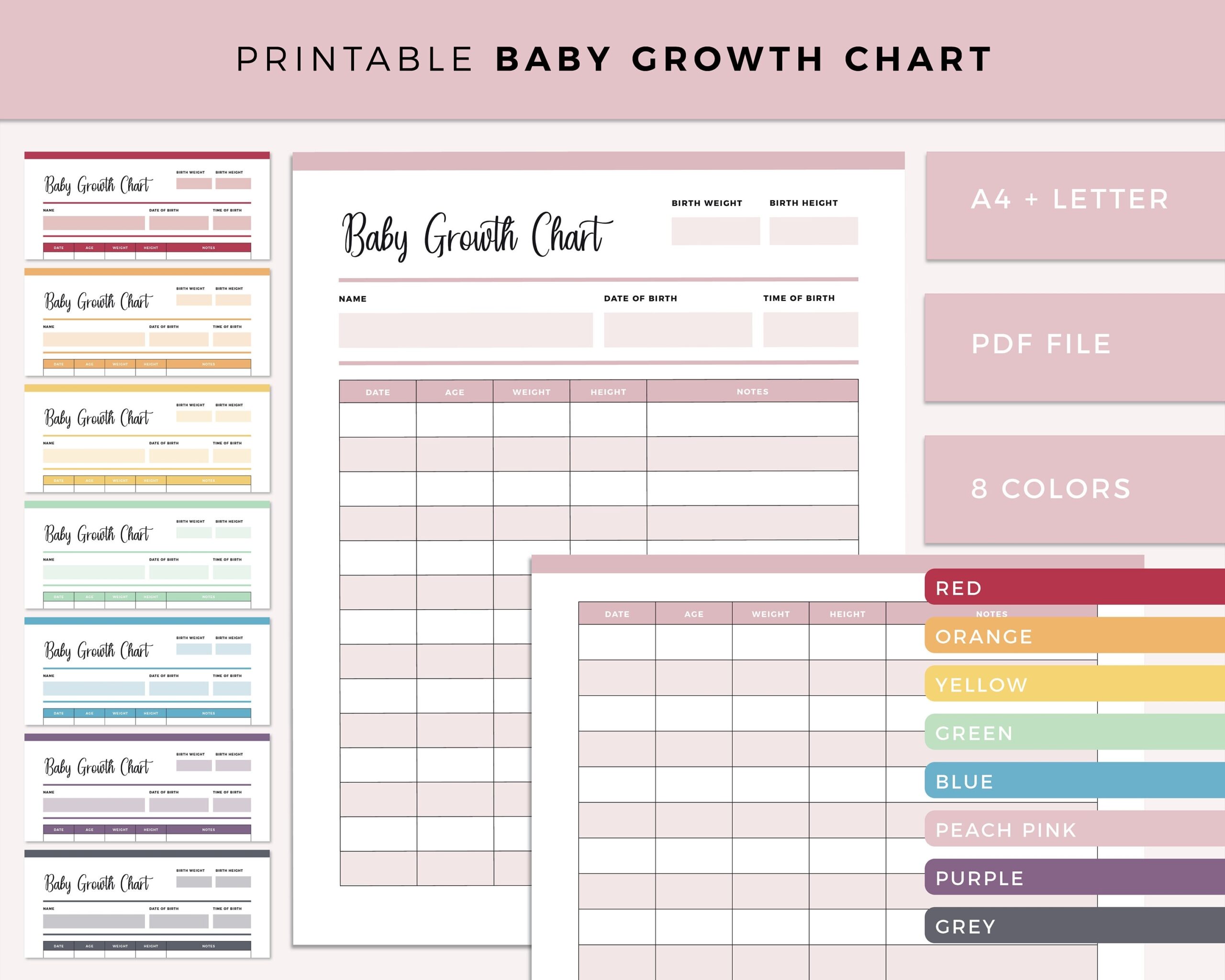 Printable Baby Growth Chart Etsy