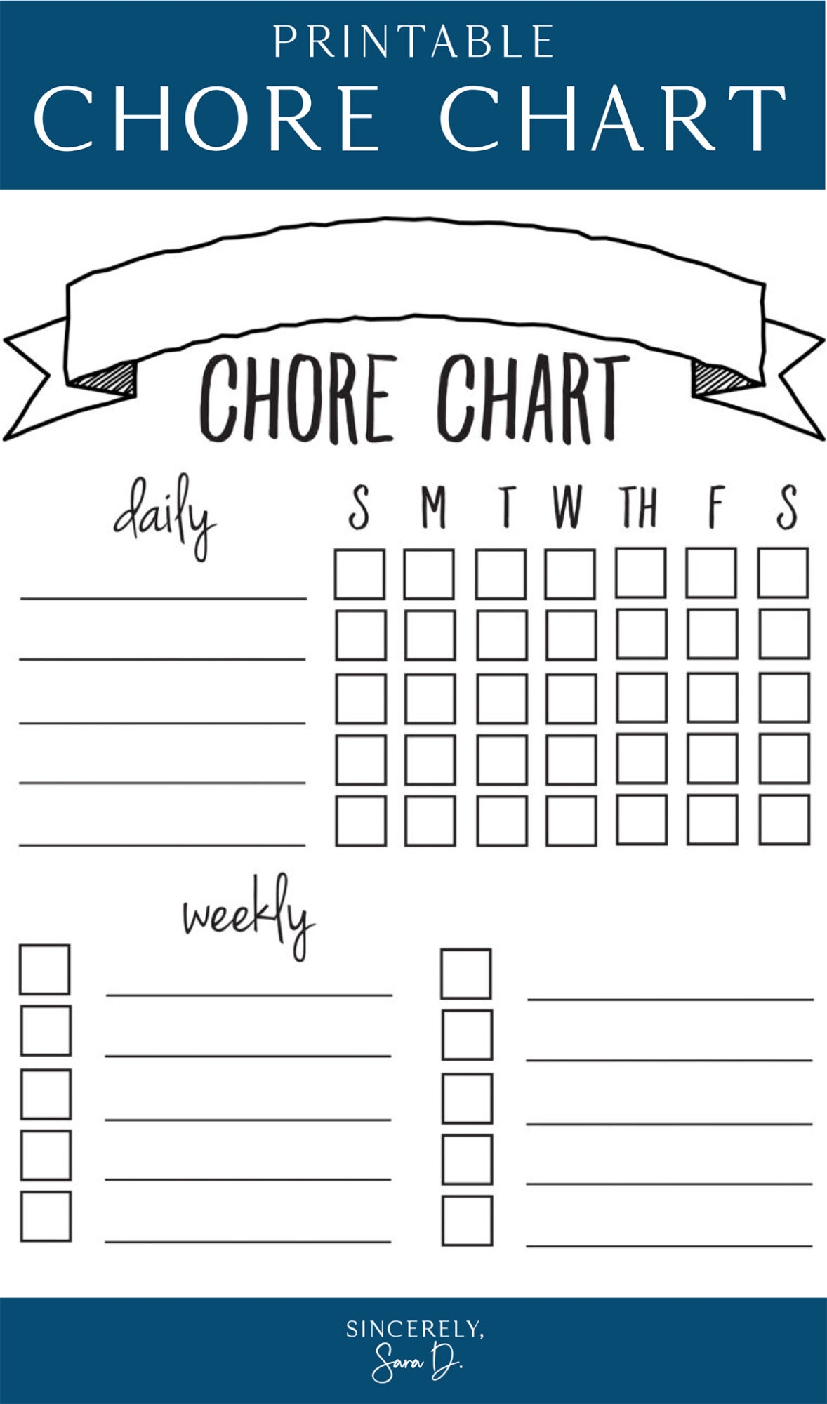 Free Printable Chore Charts For Kids And Adults