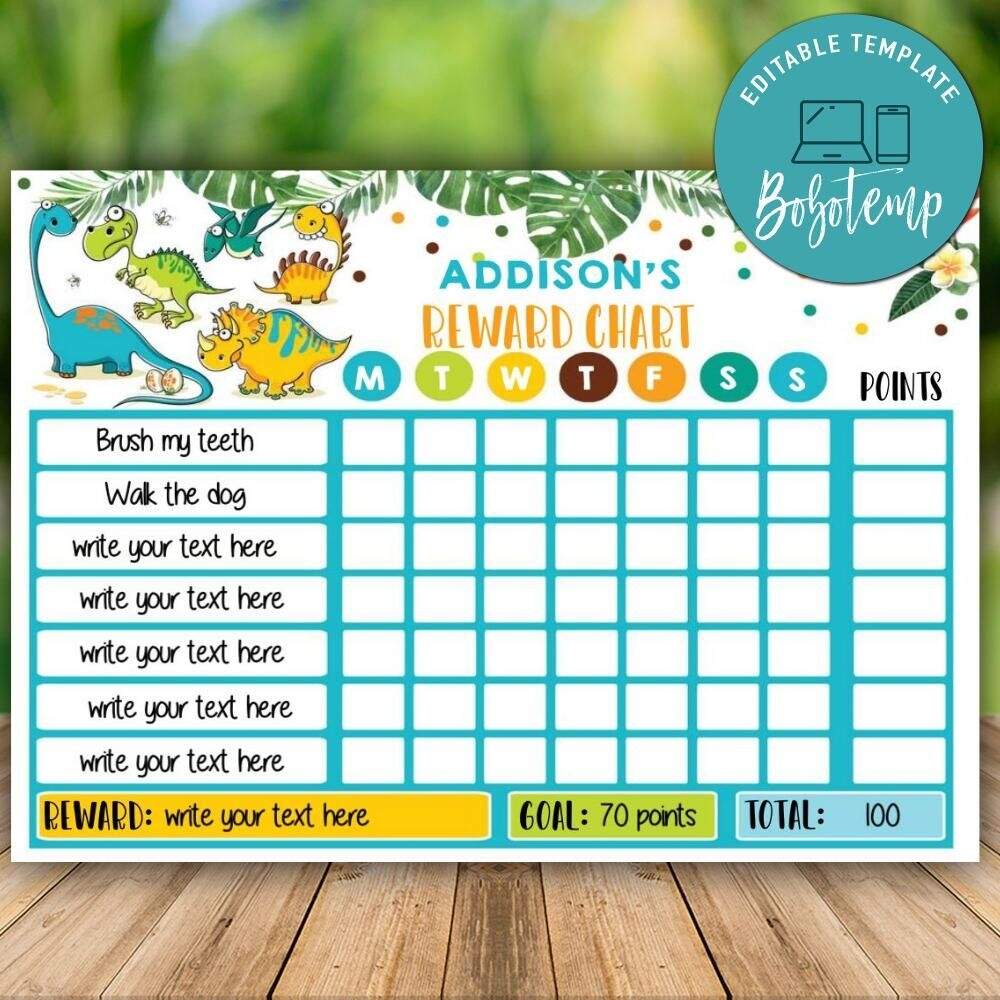 Printable Dinosaur Reward Chart Instant Download Bobotemp Reward Chart Chore Chart Behavior Chart Boys Reward Chart Daily Chores Printable Digital Instant Download Dinosaurs Etsy