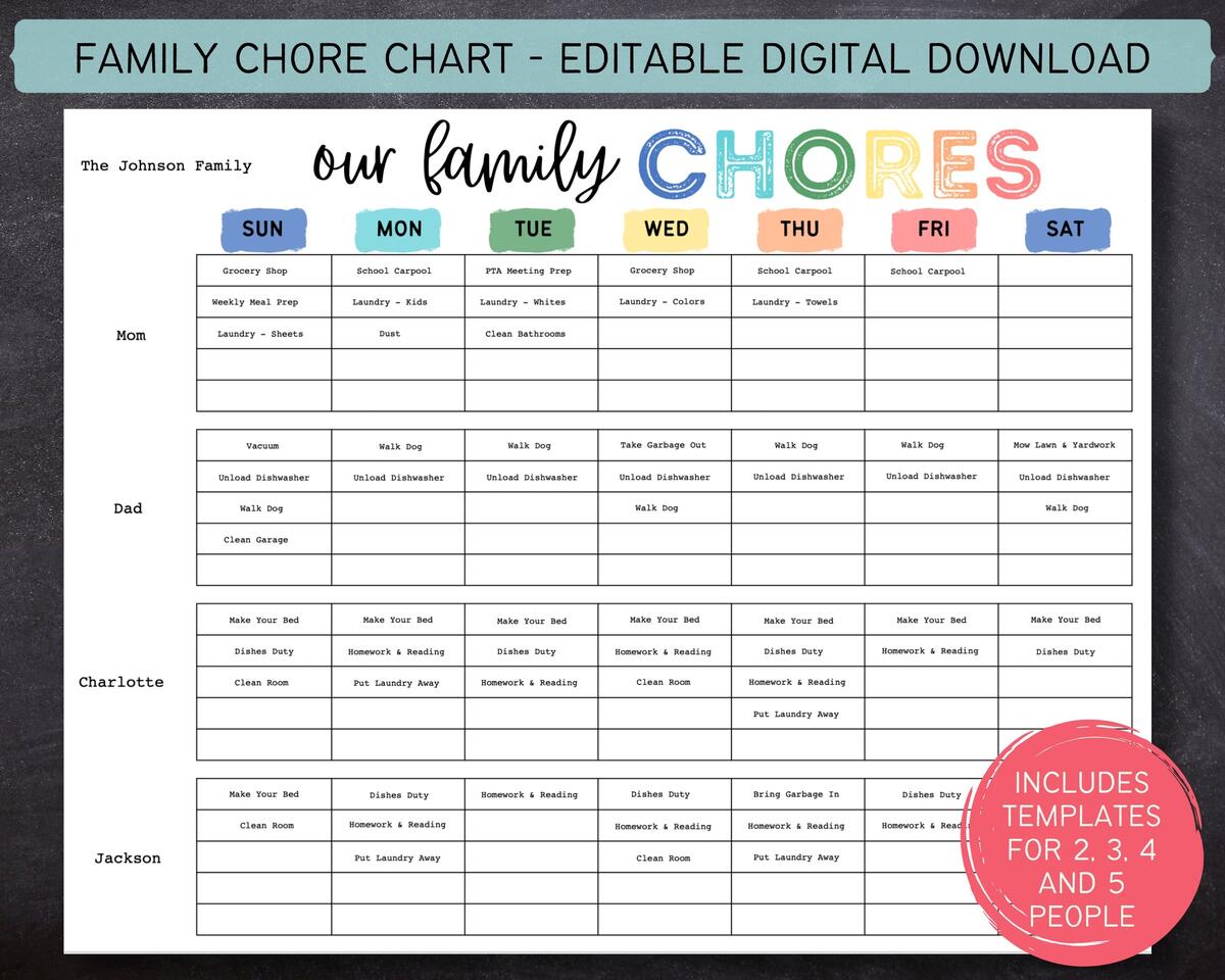Family Chore Chart F