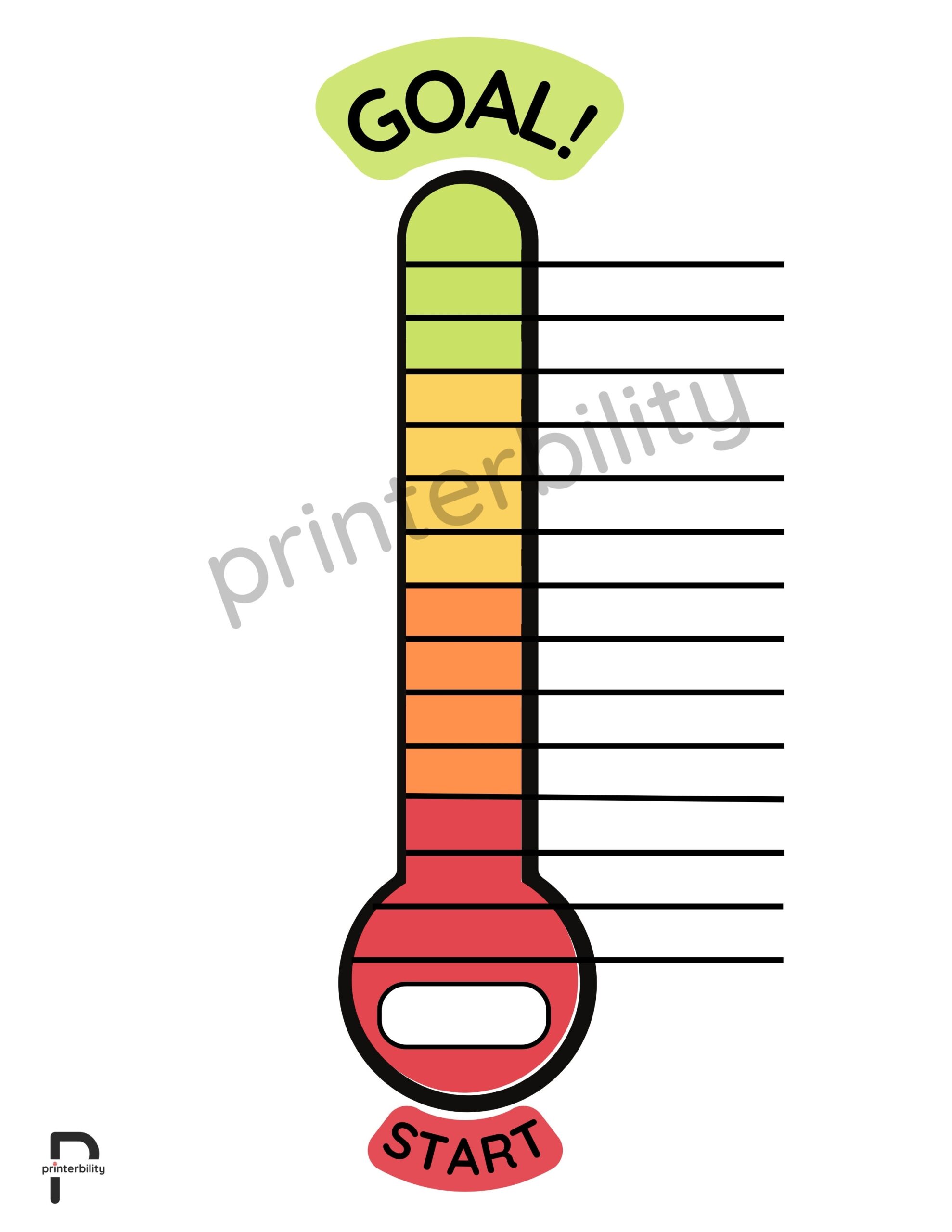 Printable Goal Tracker Thermometer 2 Pages Etsy Israel