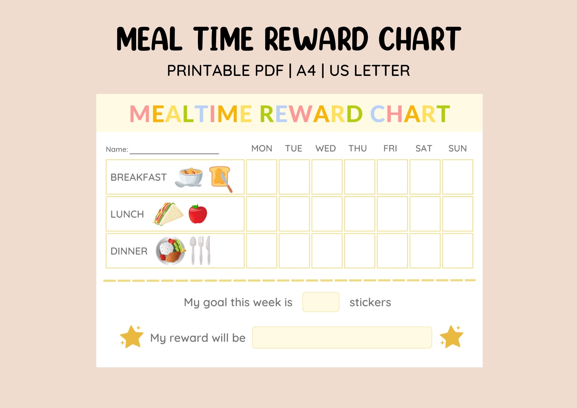 Printable REWARDS FOOD CHART Kids Reward Chart And New Food Tracker Encouraging Fussy And Picky Eaters To Try New Foods And Get Rewarded Etsy