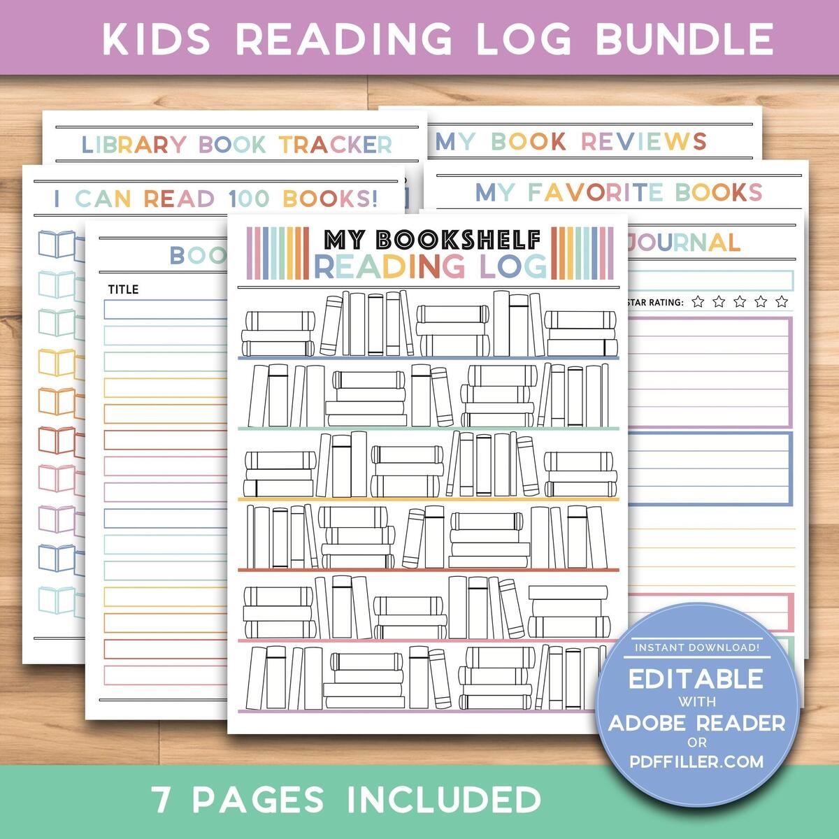 Printable Kids Reading Log Rainbow Kids Book Tracker Bookmarks Reading Challenge Reading Chart Homeschool Reading List Digital Download Etsy Singapore