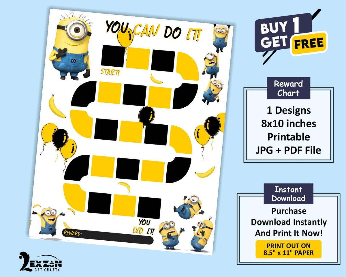 Printable Minions Reward Chart Minions Kids Behavior Chart Instant Download Chart Toddler Reward Chart Kids Game Children Game Etsy