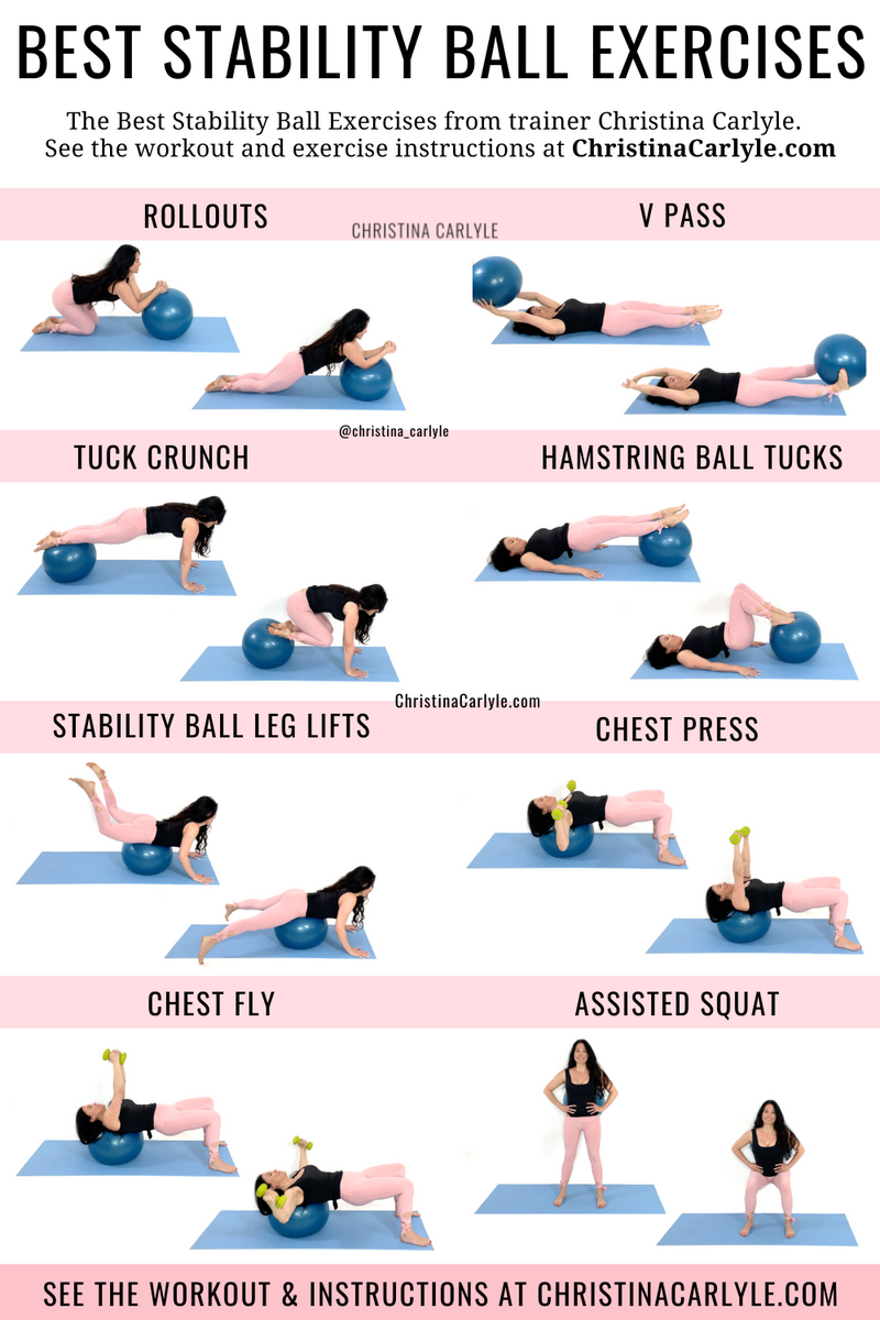 Printable Pilates Ball Exercises Workout Poster Workouts To Do With A Weight Ball Printable Bosu