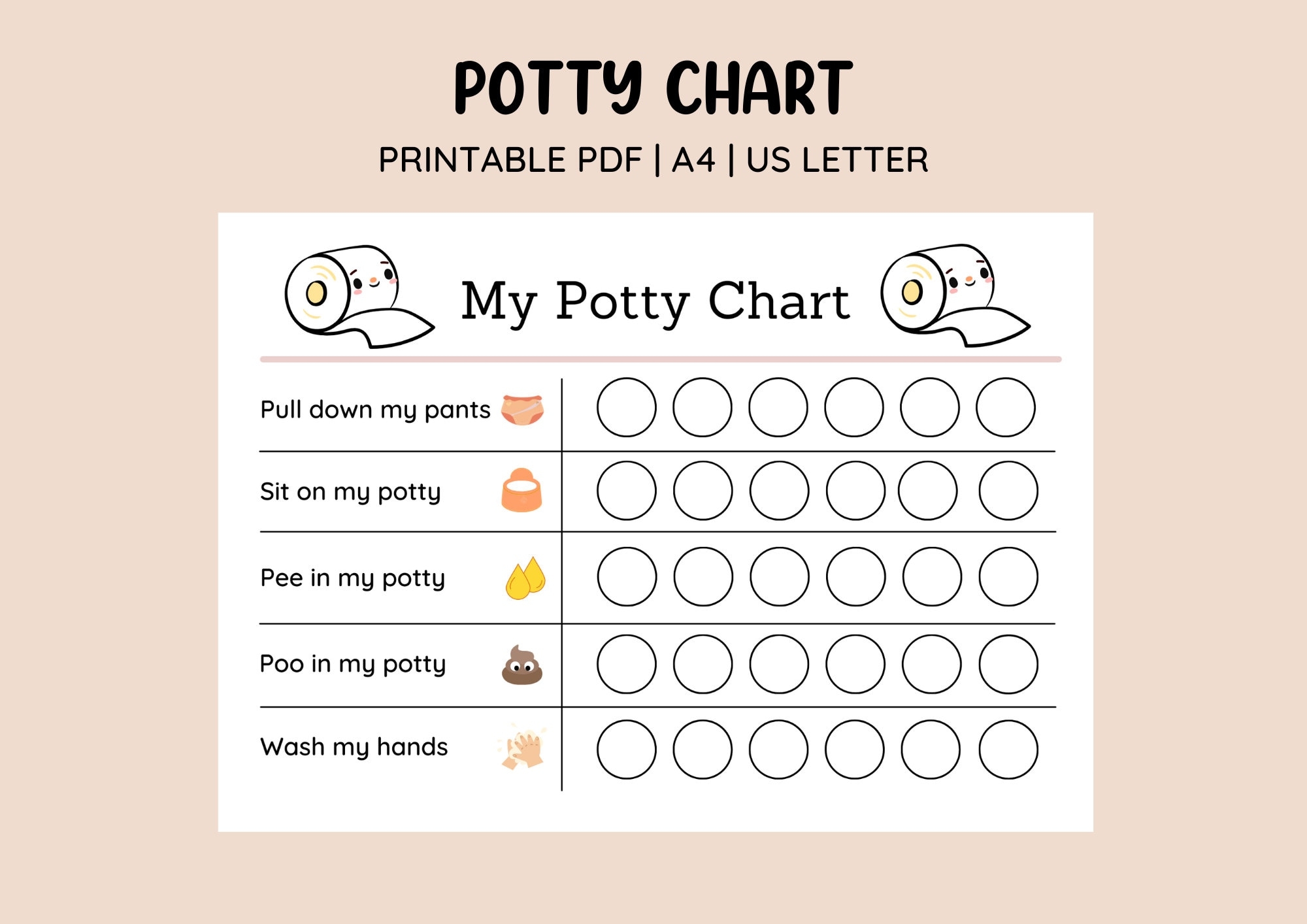Printable Potty Training Chart Potty Sticker Chart Toddler Toilet Training Potty Chart Kids Reward Chart Printable Sticker Chart Etsy UK