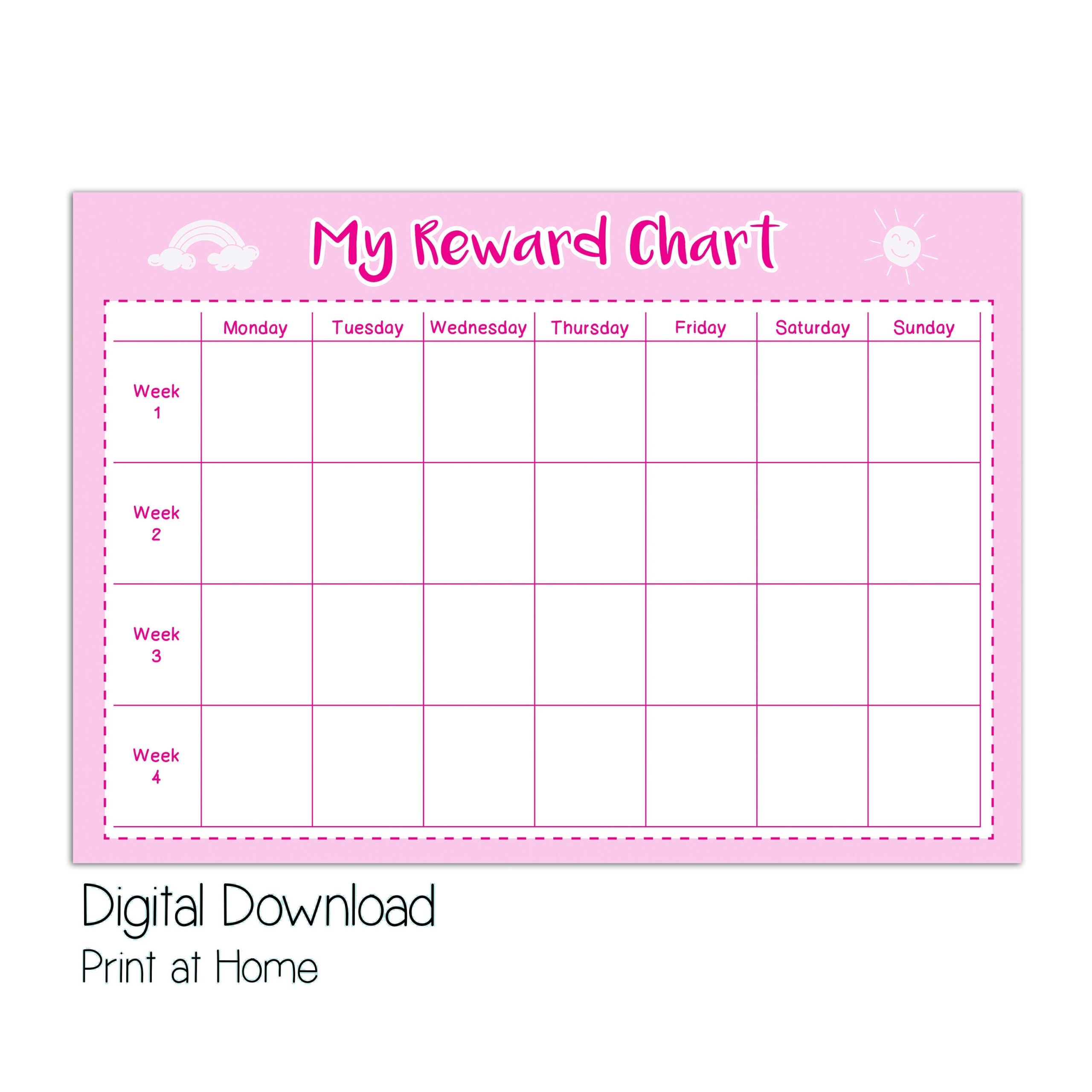 Printable Reward Chart Reward Chart For Girl Good Behaviour Girls Reward Chart Downloadable Chart Toddler Reward Chart Daily Reward Etsy