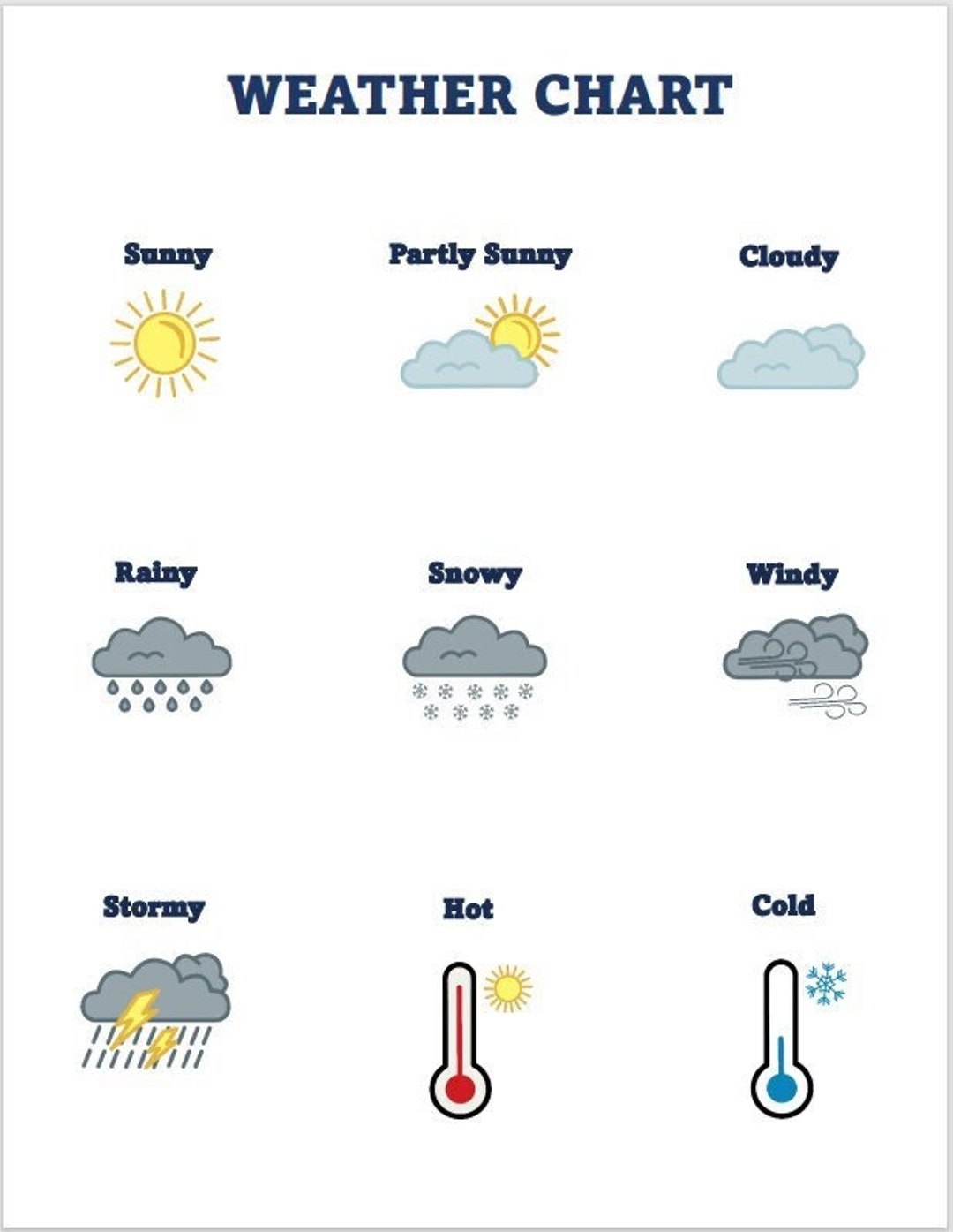 Printable Weather Chart Homeschool Learning PDF File Etsy