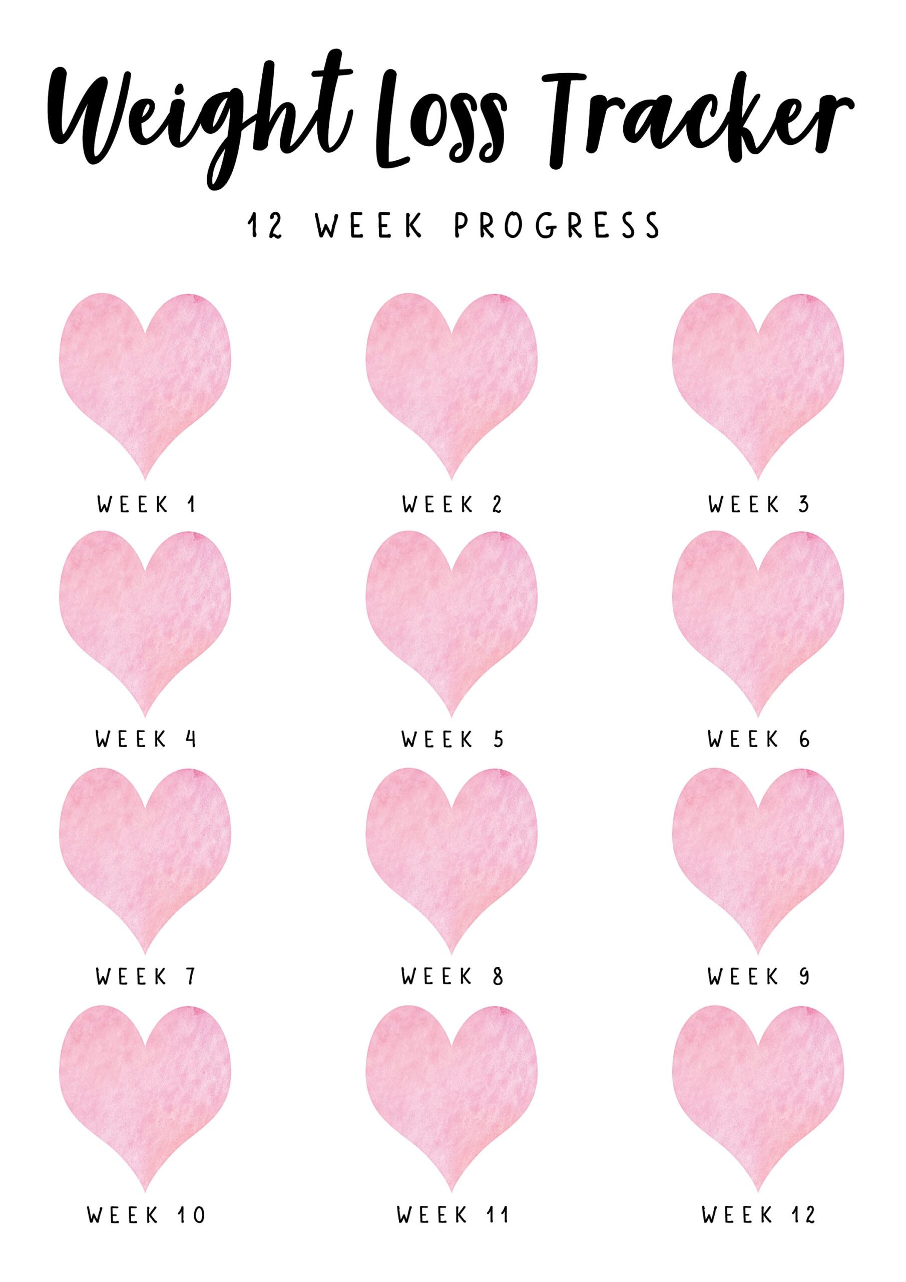 Printable WEIGHT LOSS TRACKER 5 X Digital Weekly Weight Tracker Weekly Weigh In Measurement Tracker 12 Week Weight Loss Chart Etsy