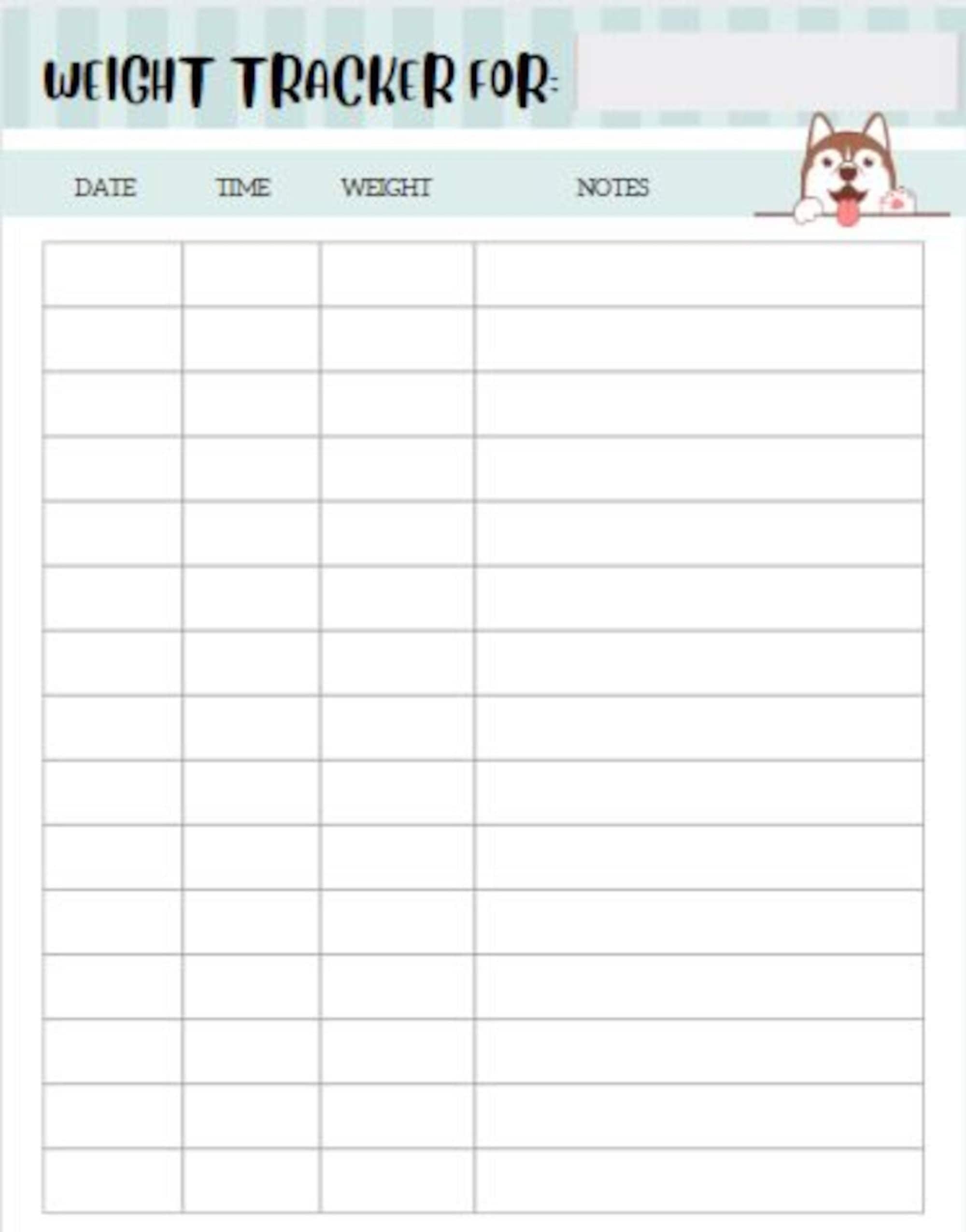 Puppy Weight Tracking Chart Etsy Denmark